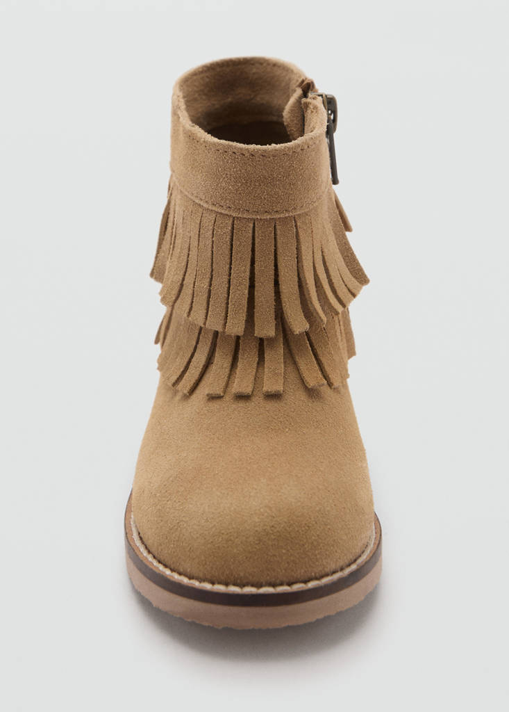 Fringed leather boots — Beige