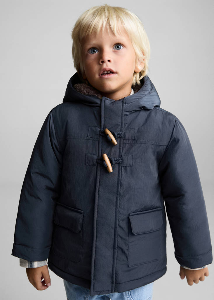 Padded anorak with shearling lining — Blue