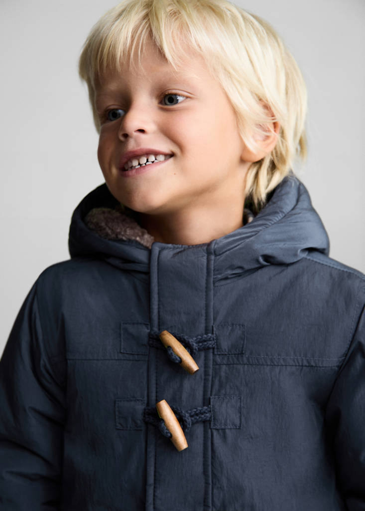 Padded anorak with shearling lining — Blue