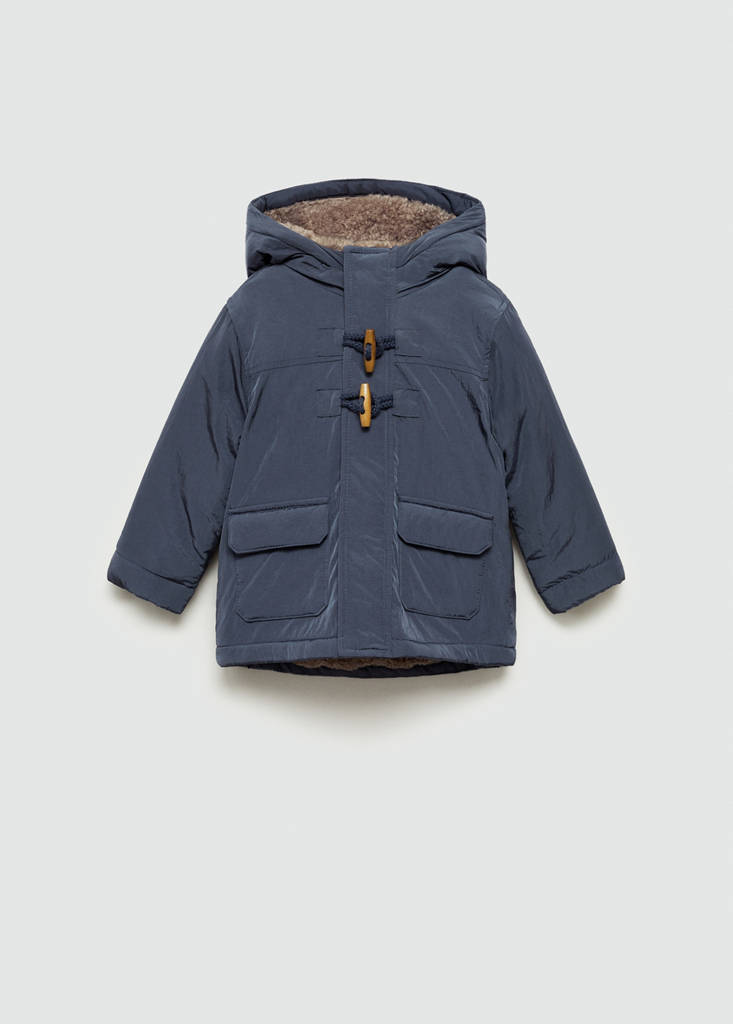 Padded anorak with shearling lining — Blue