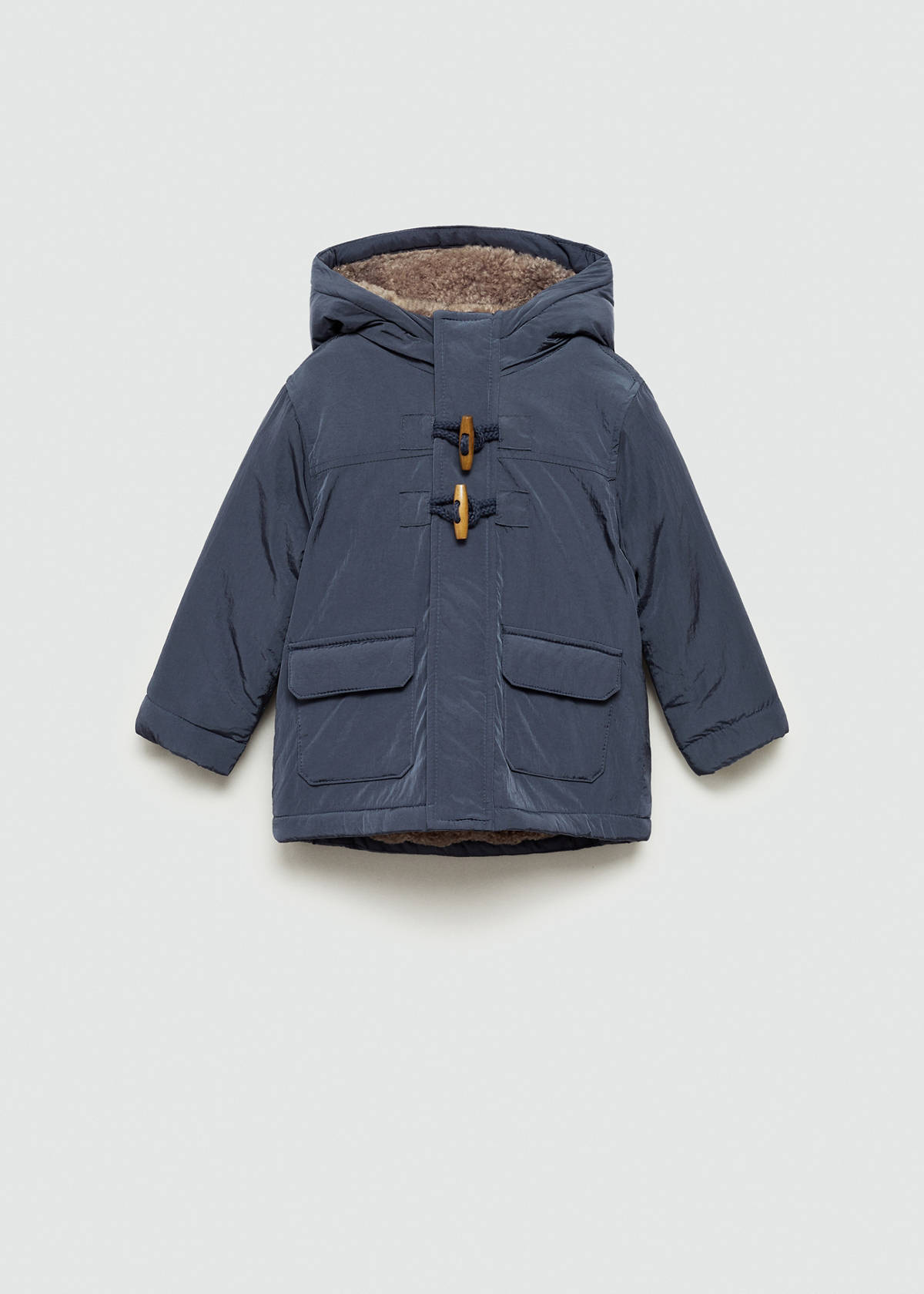 Padded anorak with shearling lining — Blue