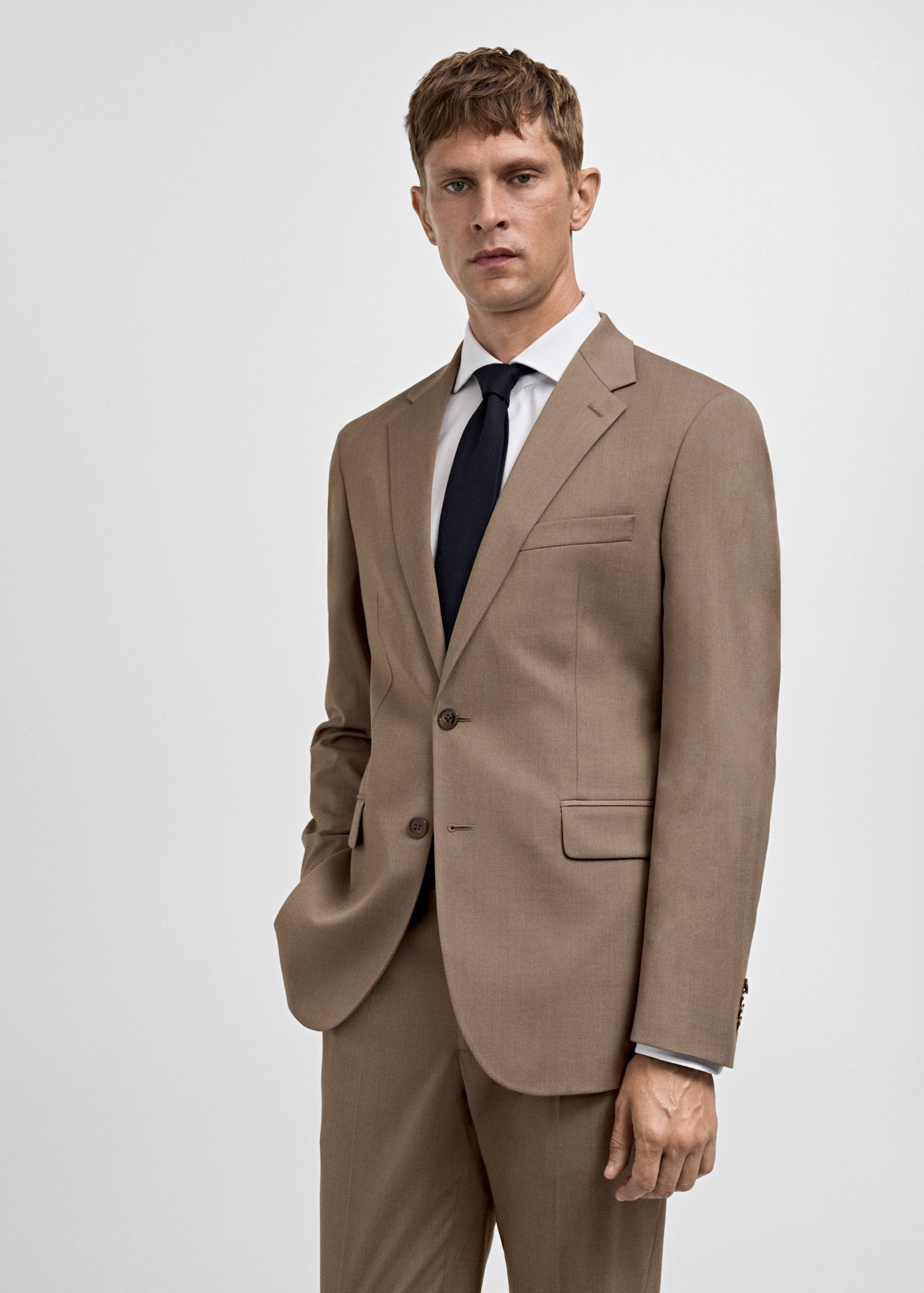 Stretch-fabric slim-fit suit jacket - Medium plane