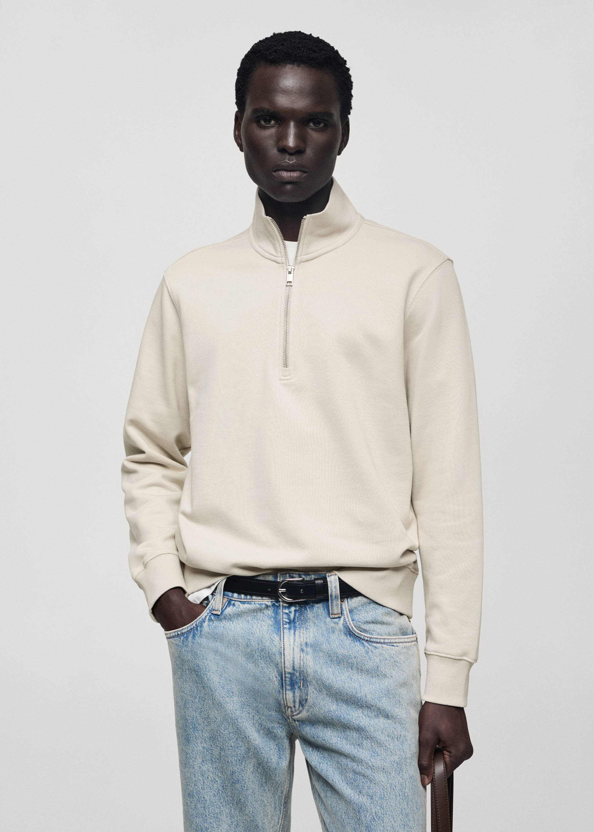 Sudadera algodón cremallera - Plano medio