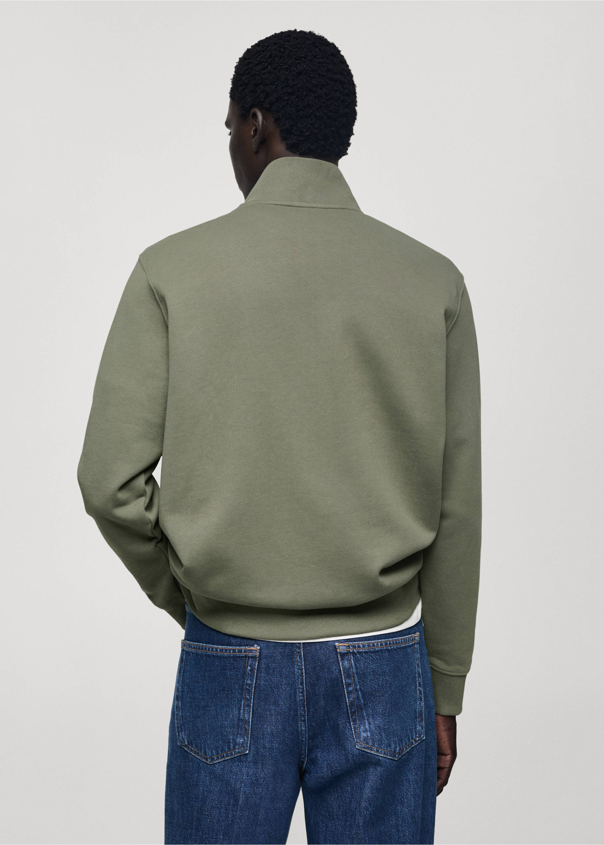 Sudadera algodón cremallera - Reverso del artículo, Verde medio. Ref: 77035151-00.