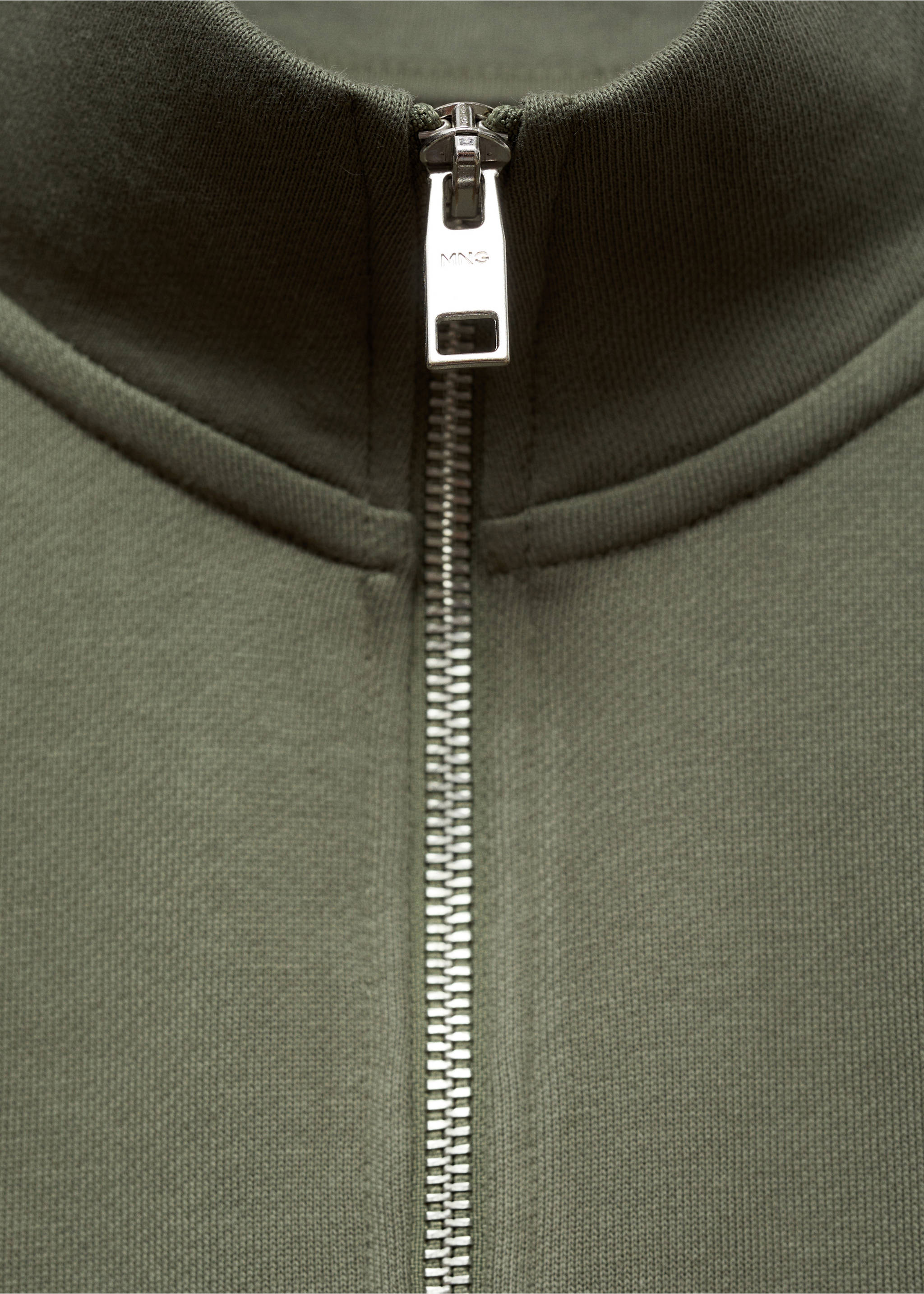 Sudadera algodón cremallera - Detalle del artículo 8, Verde medio. Ref: 77035151-00.
