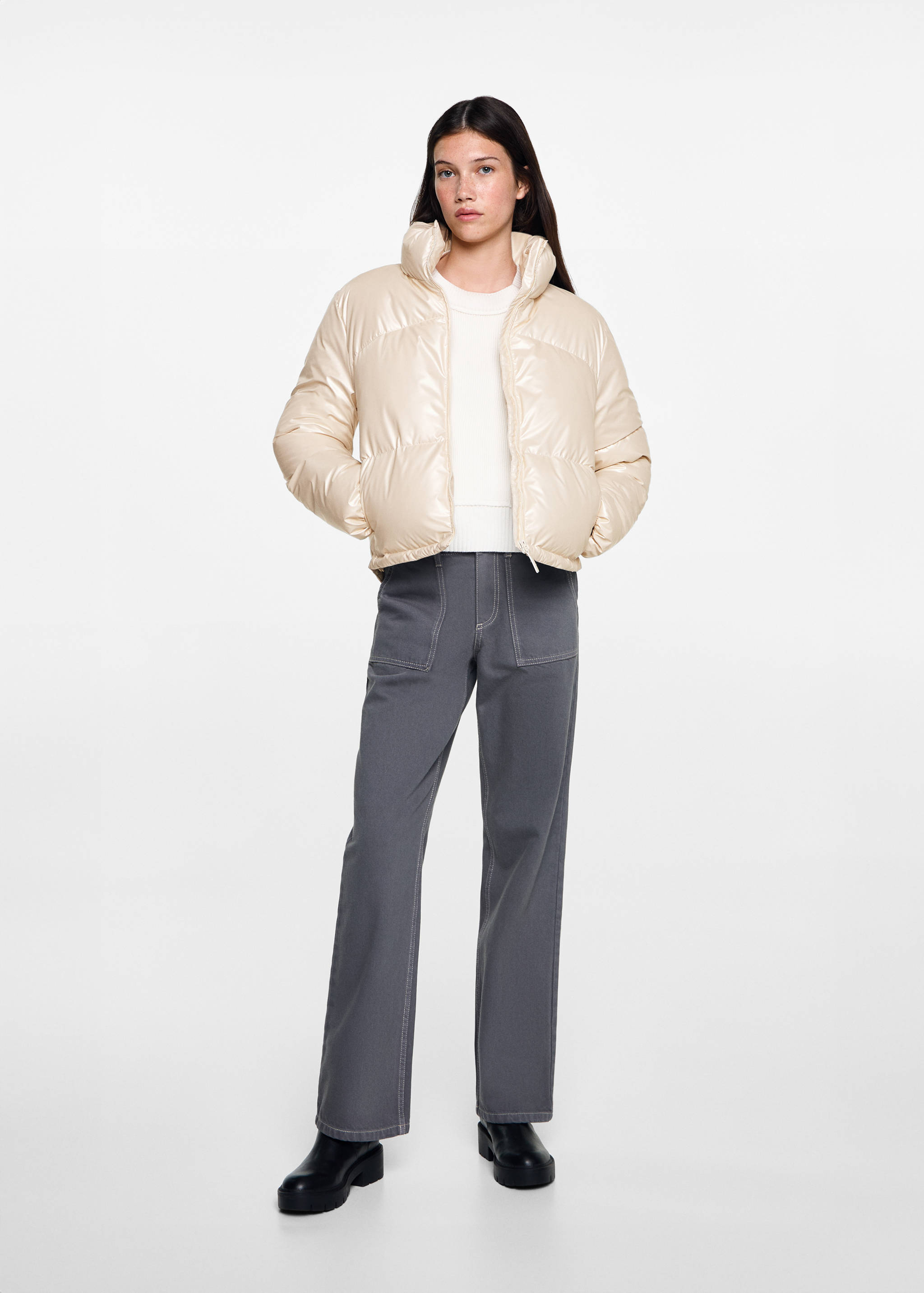 Metallic puffer jacket - General plane