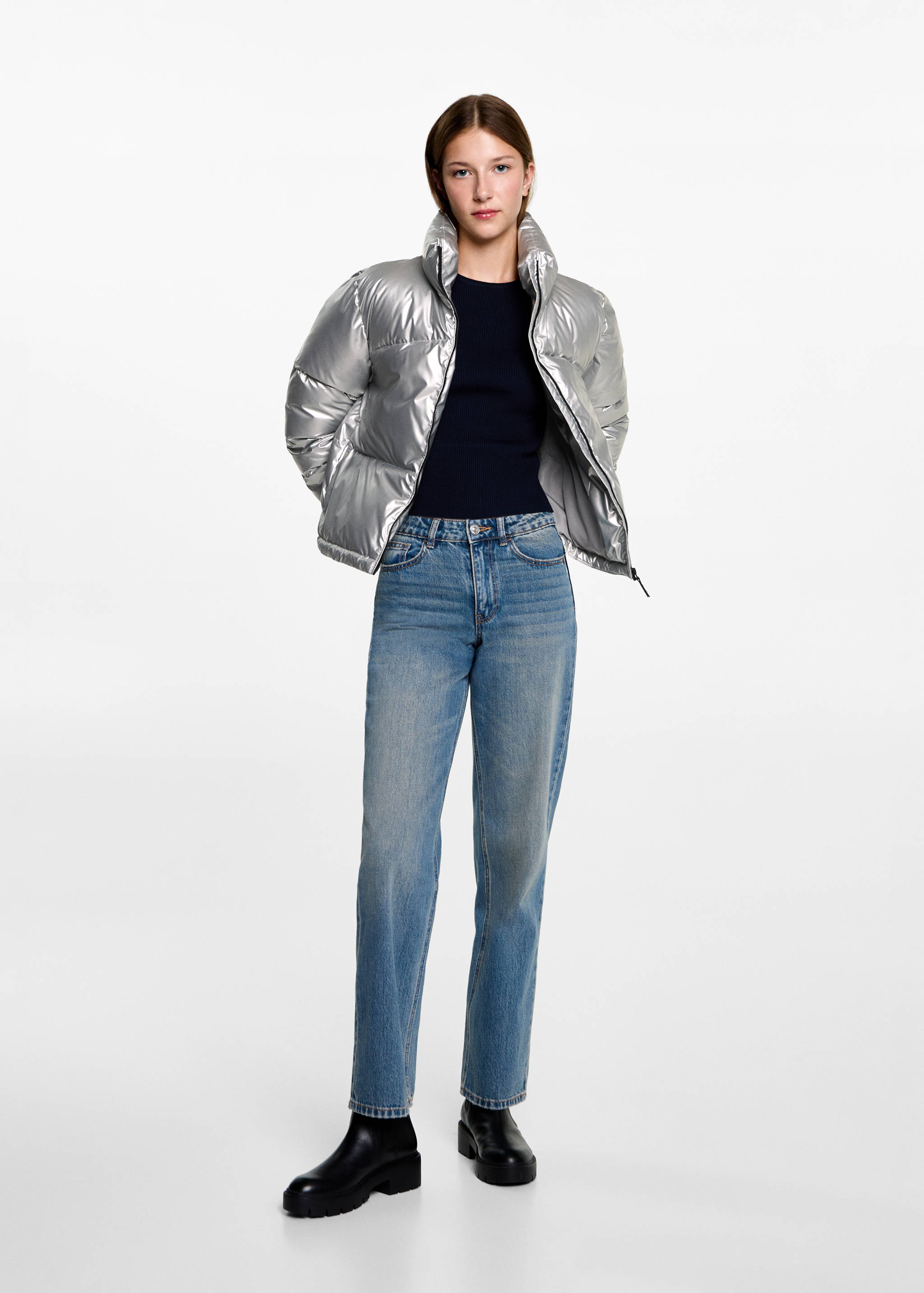 Metallic puffer jacket - General plane
