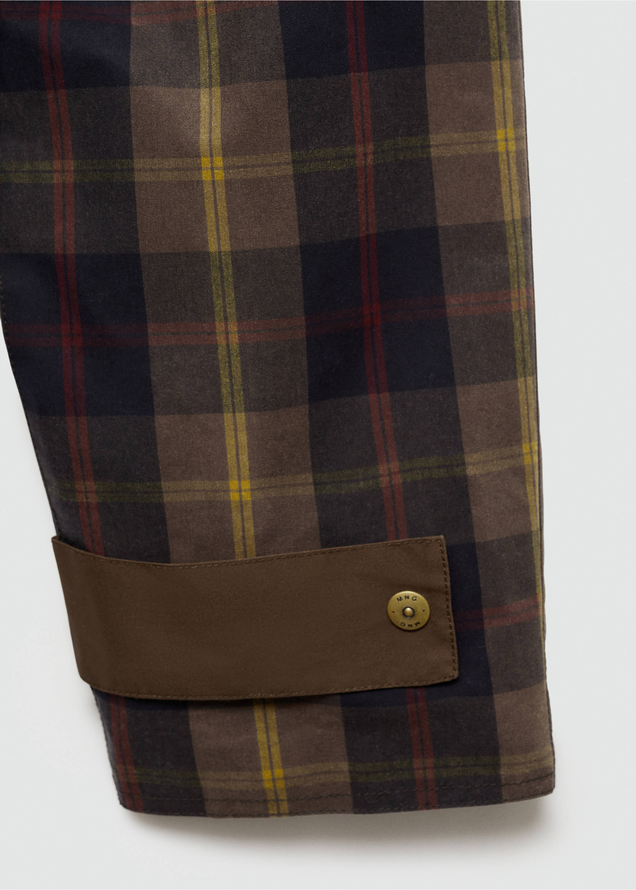 Check parka with contrasting collar - Details of the article 0, Dark Navy. Ref: 77035633-00.