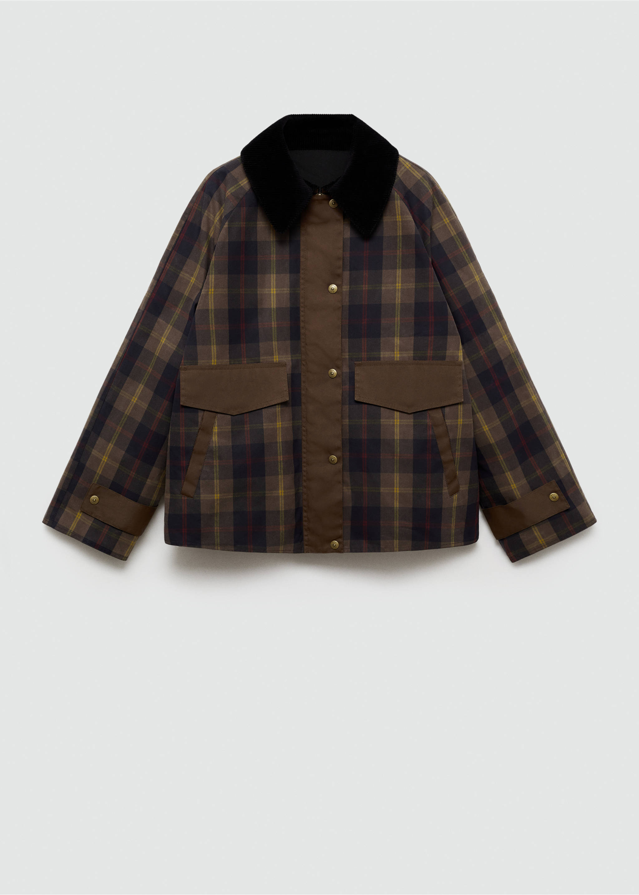 Check parka with contrasting collar - Article without model, Dark Navy. Ref: 77035633-00.