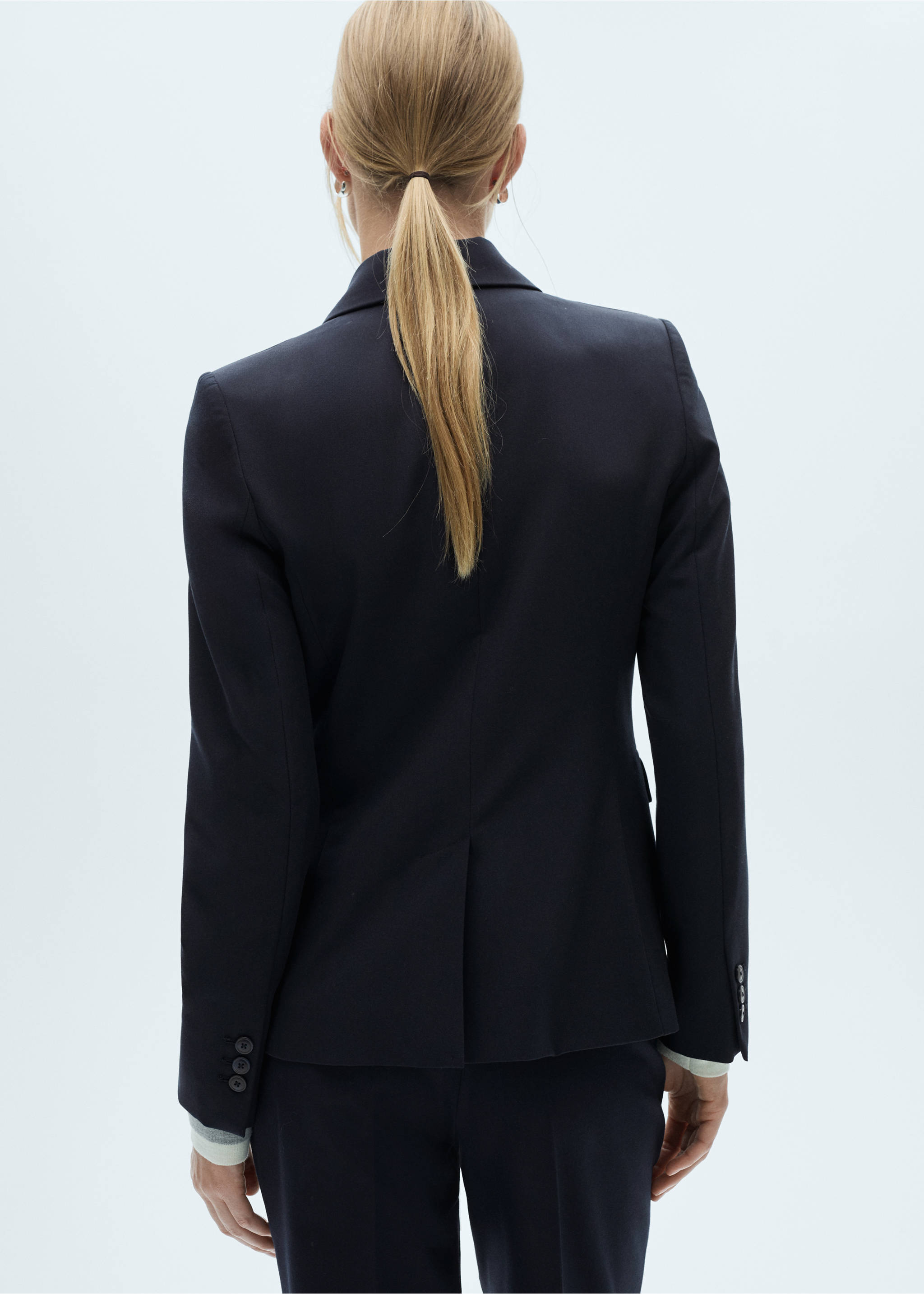 Fitted suit blazer - Reverse of the article, Dark Navy. Ref: 77035655-00.