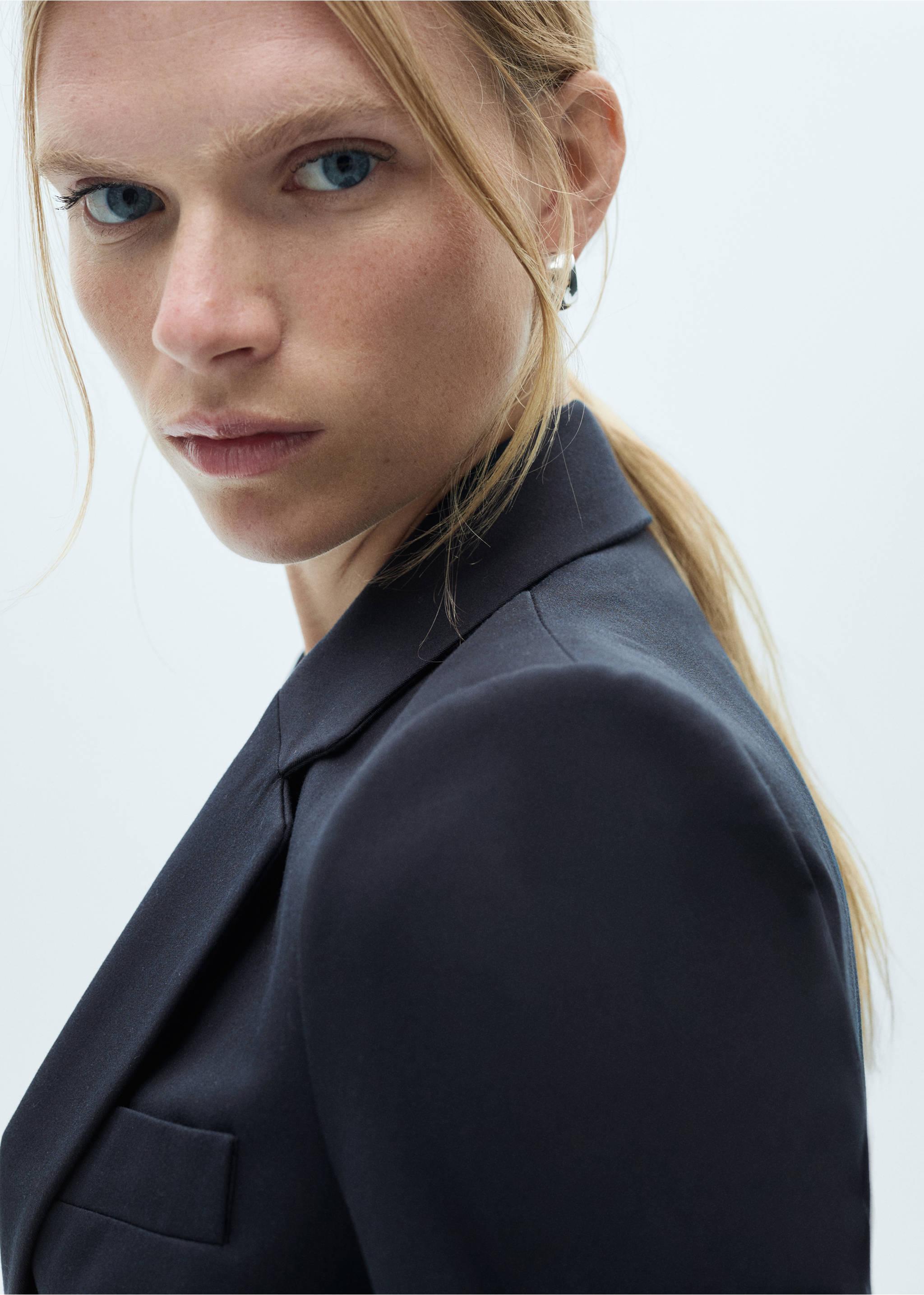 Fitted suit blazer - Details of the article 1, Dark Navy. Ref: 77035655-00.