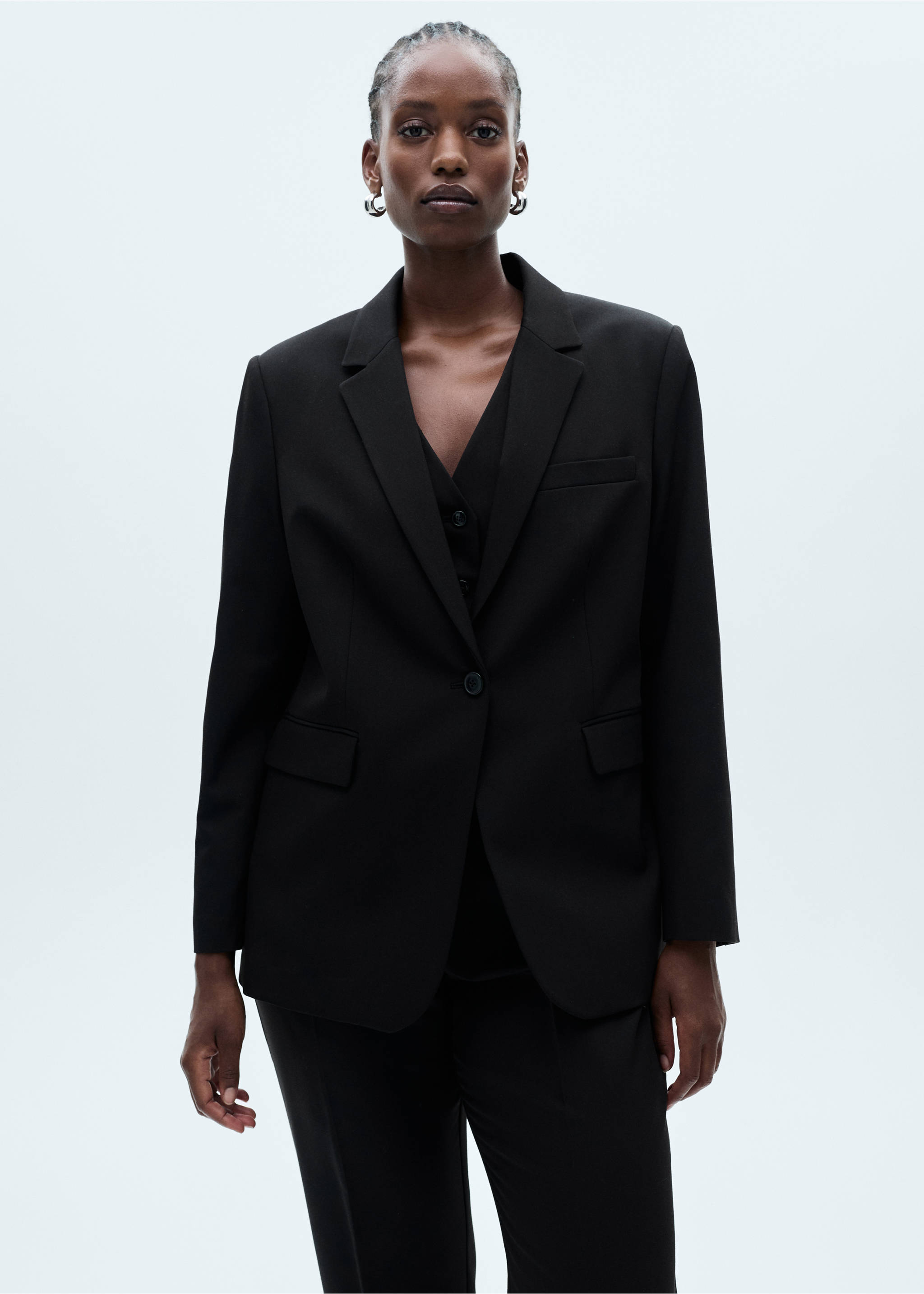 Fitted suit blazer - Details of the article 5, Black. Ref: 77035655-00.