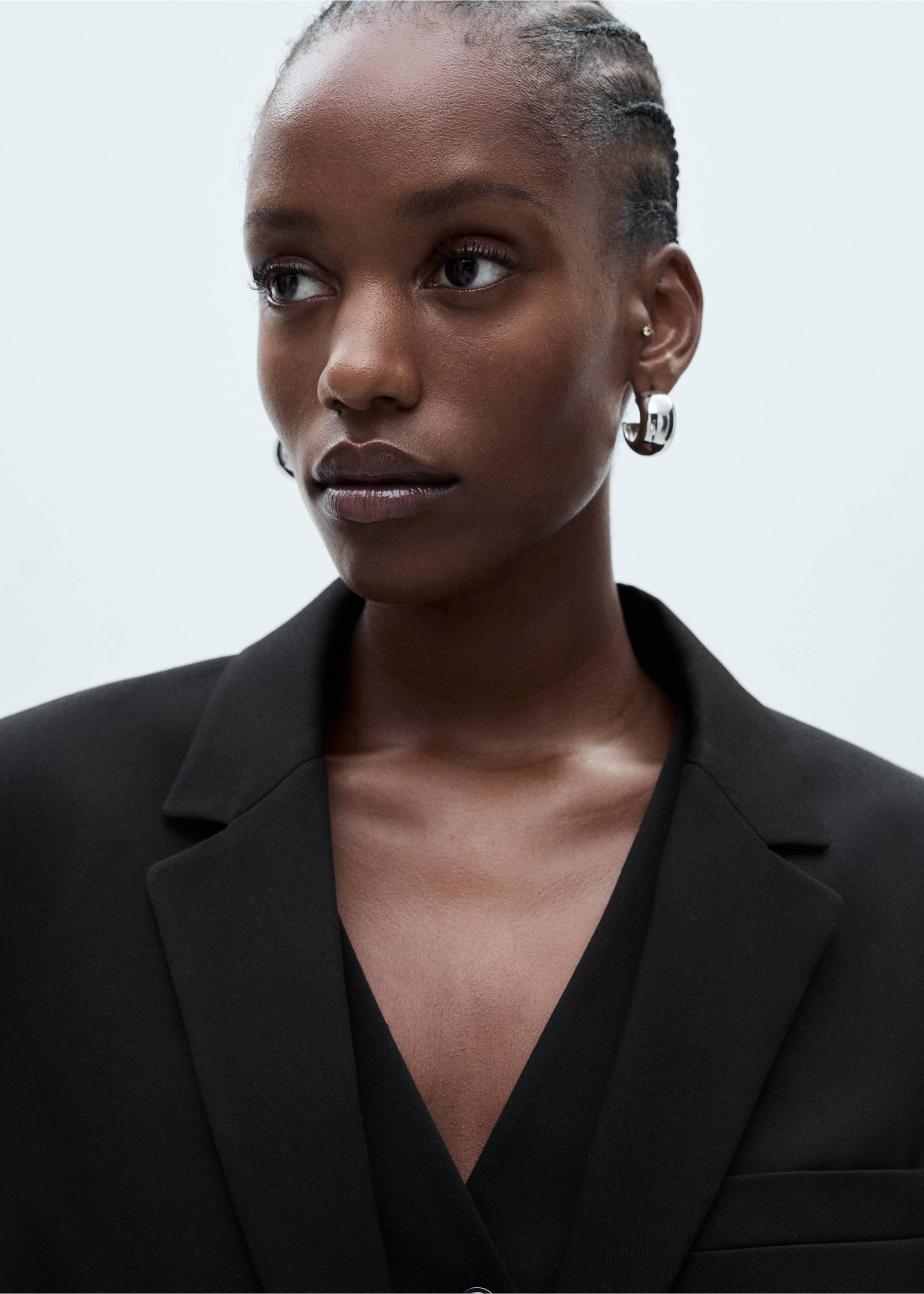 Fitted suit blazer - Details of the article 4, Black. Ref: 77035655-00.