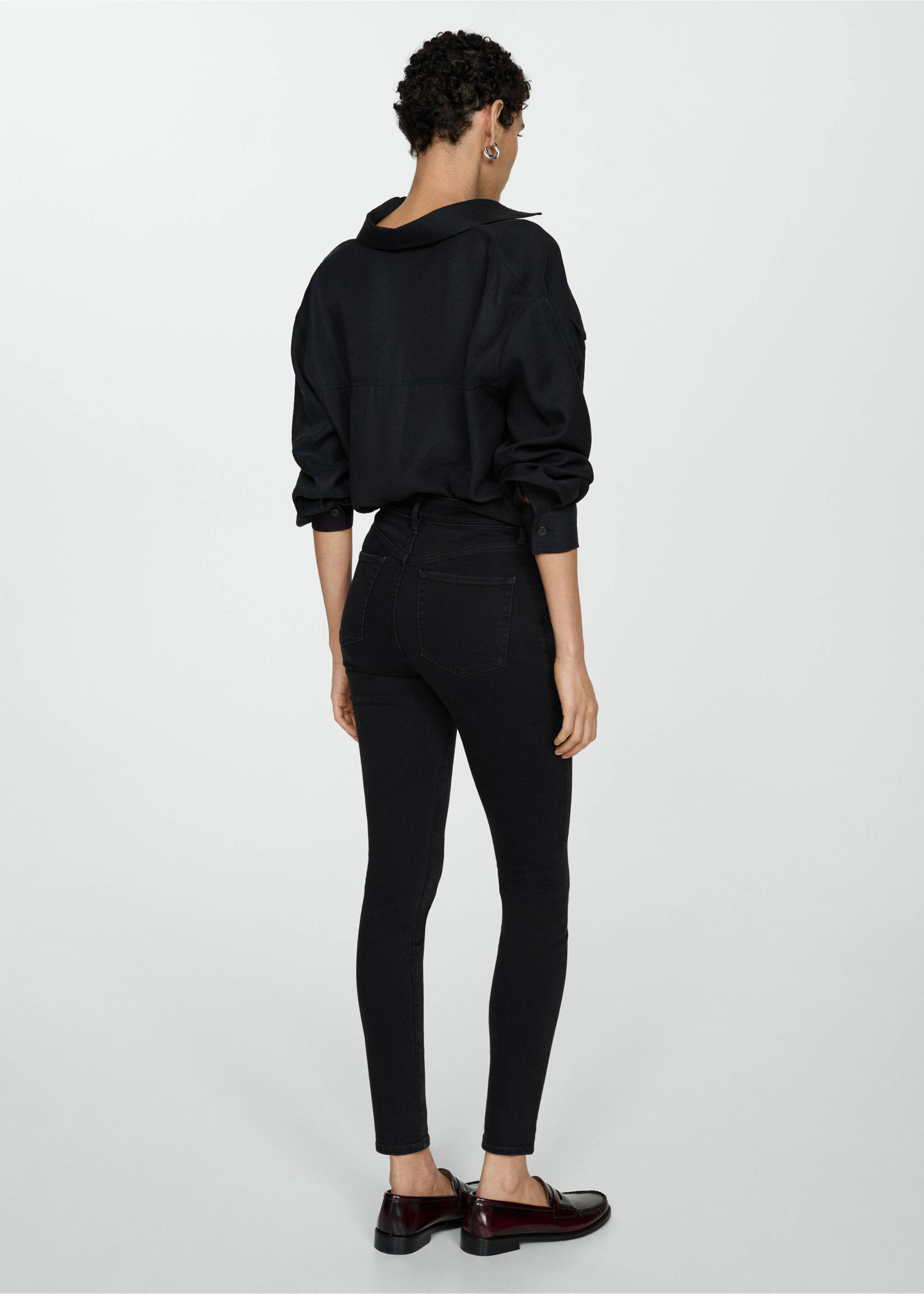 Jean skinny taille haute - Verso de l’article, Black denim. Ref: 77035660-00.