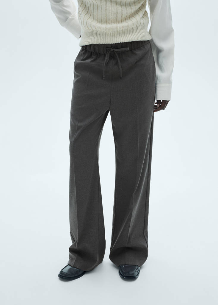 Straight-fit trousers with elastic waist — Grey