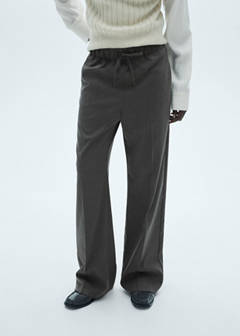 Straight-fit trousers with elastic waist — Grey 1