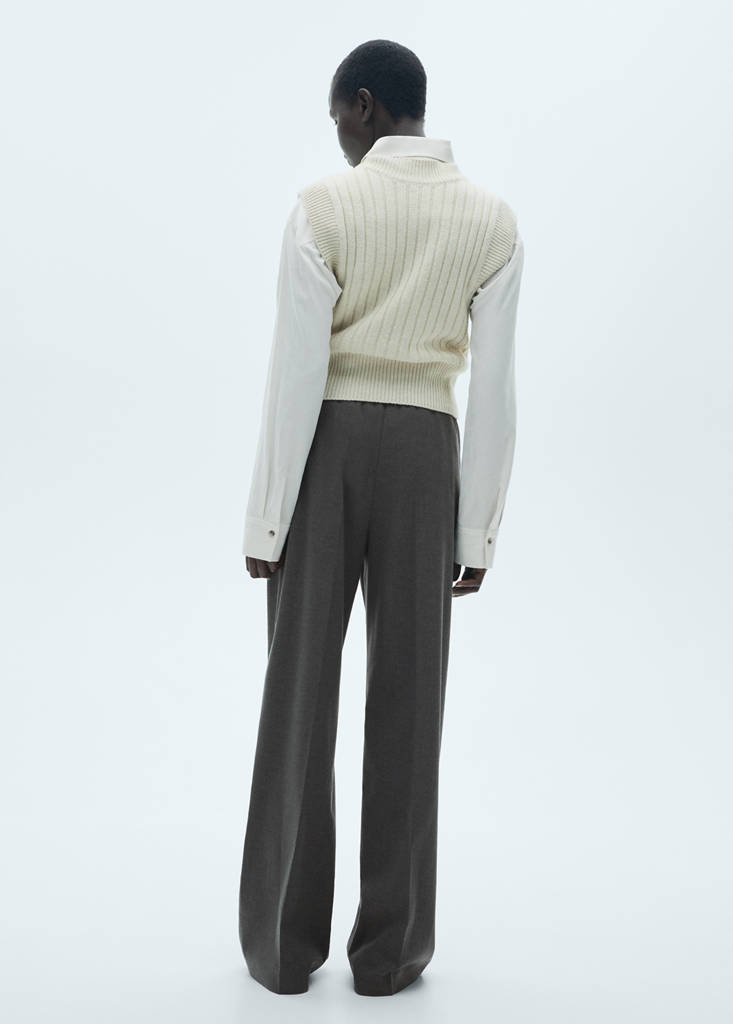 Straight-fit trousers with elastic waist — Grey