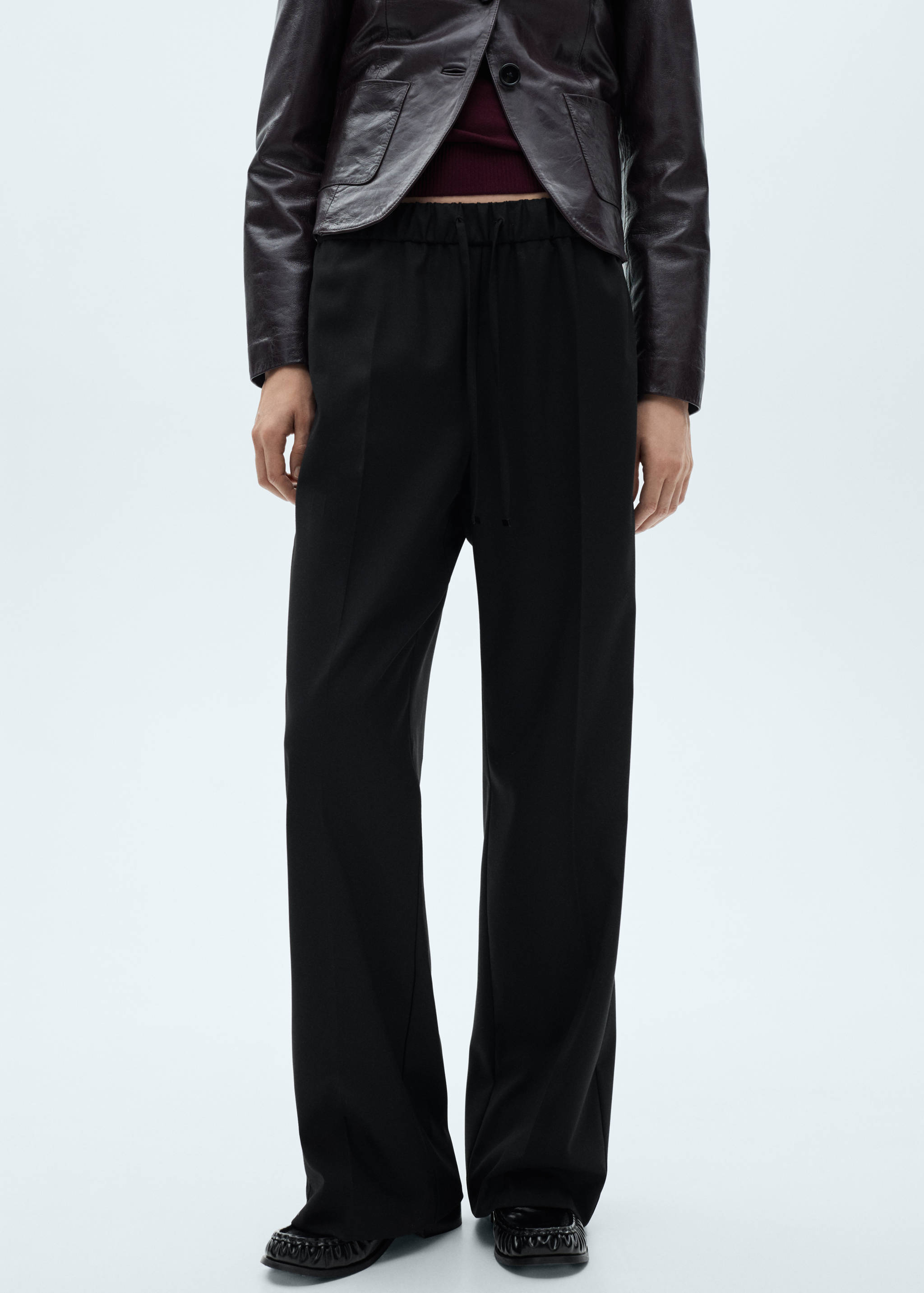Straight-fit trousers with elastic waist - Medium plane