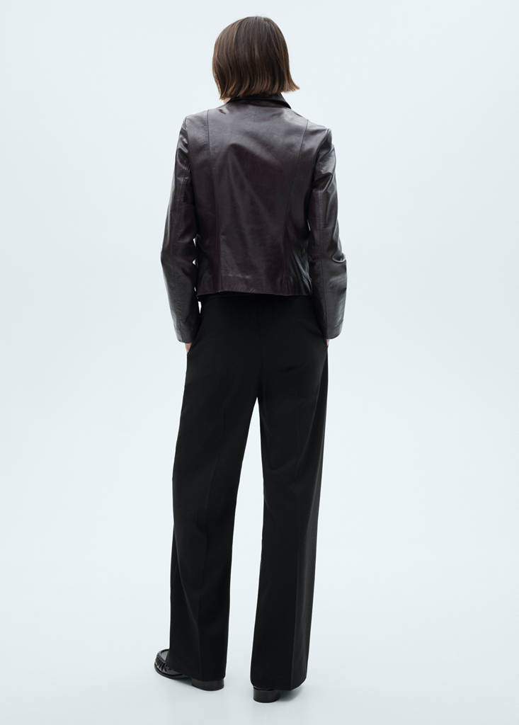 Straight-fit trousers with elastic waist — Black