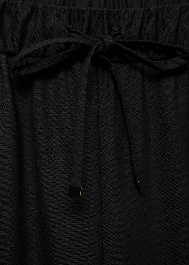 Straight-fit trousers with elastic waist — Black