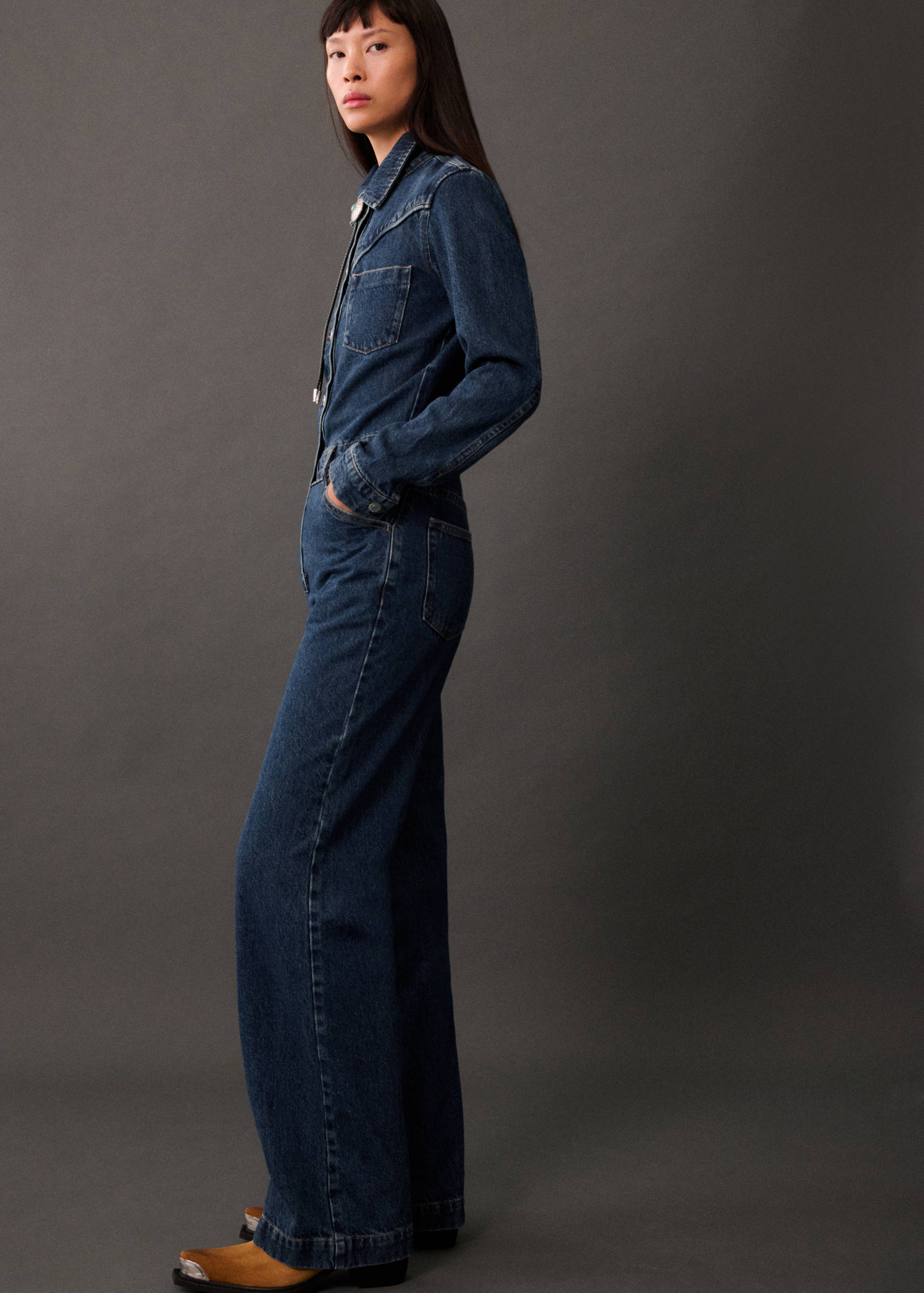 Long denim jumpsuit - General plane