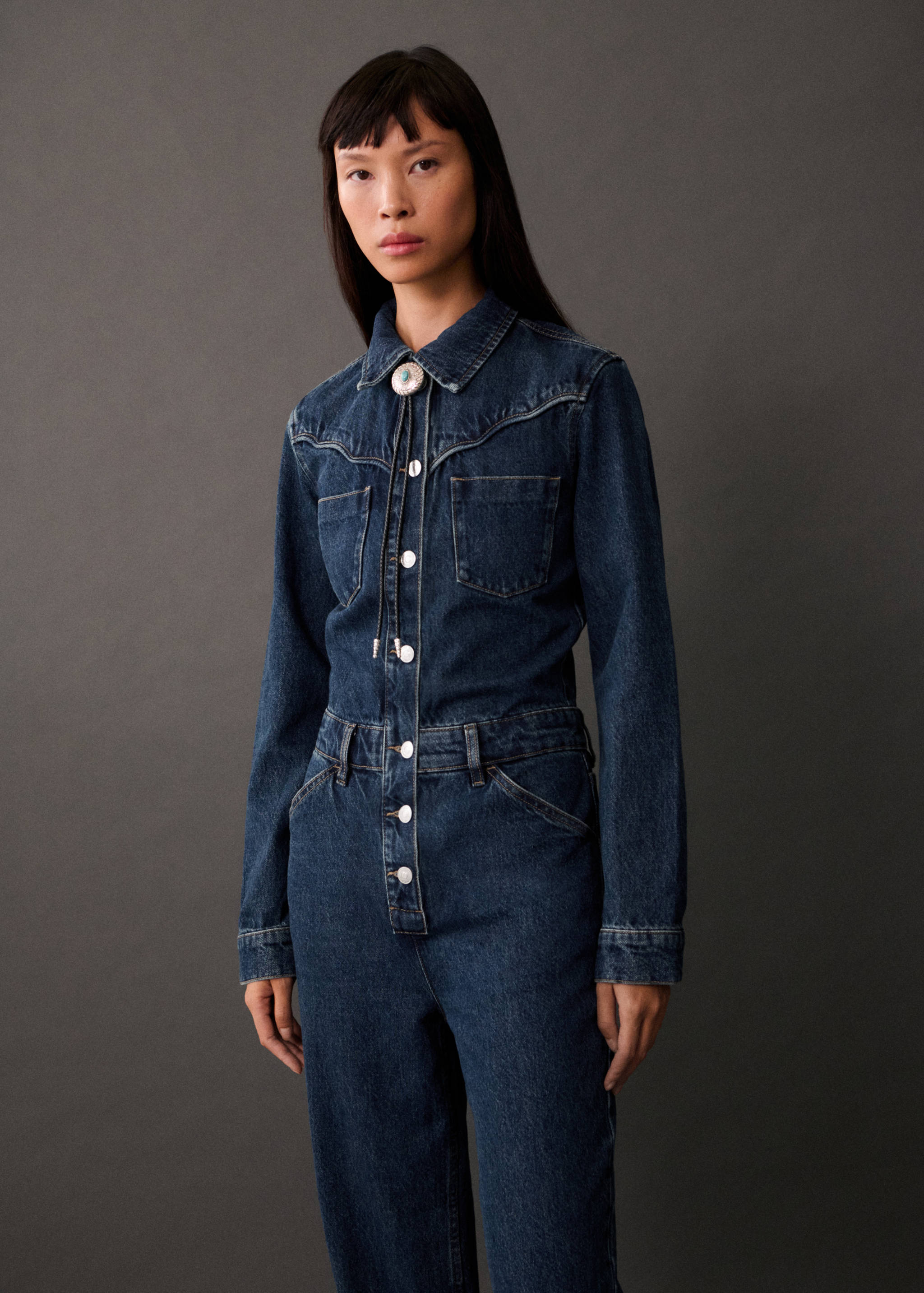 Long denim jumpsuit - Medium plane
