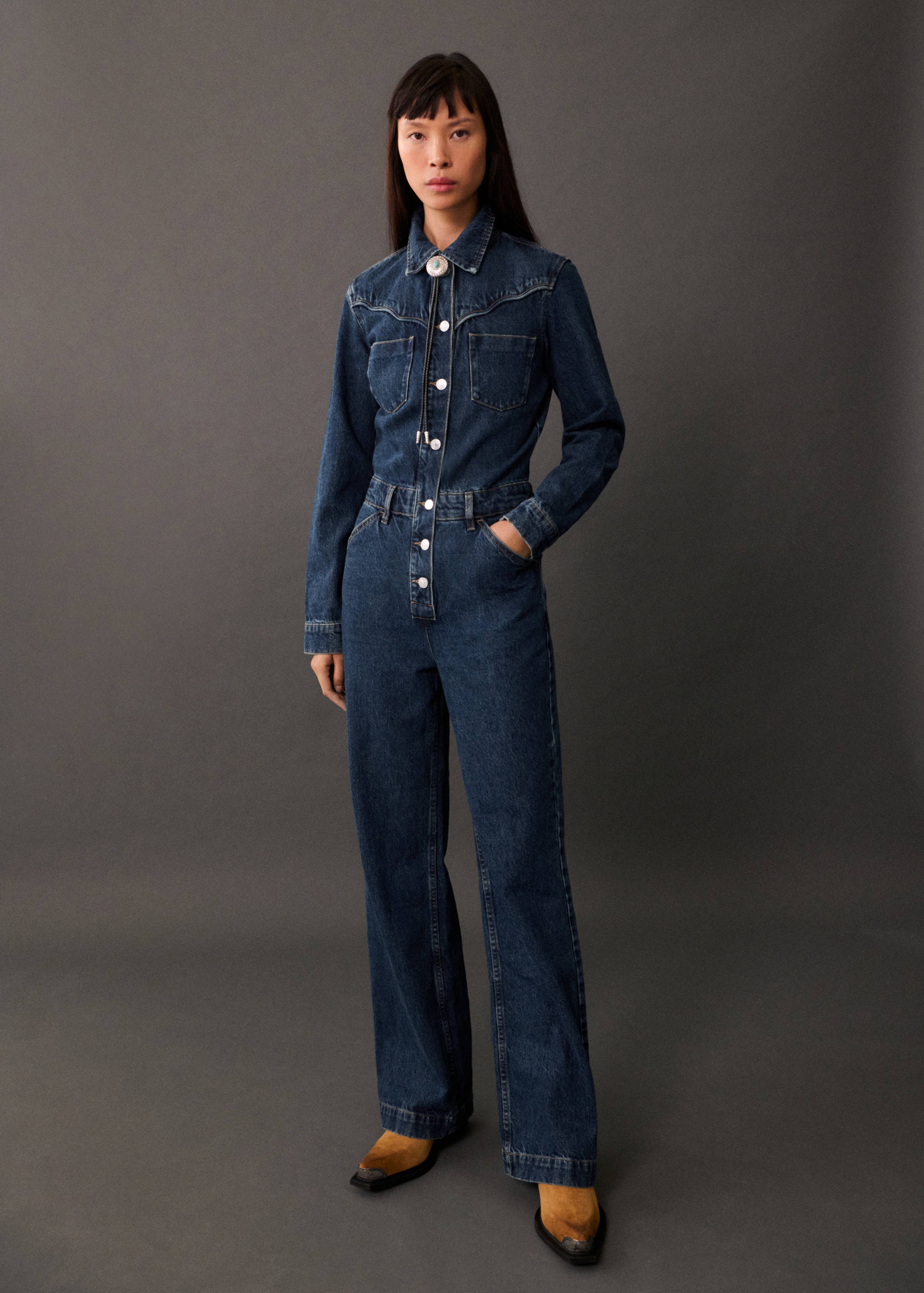 Long denim jumpsuit - Details of the article 2