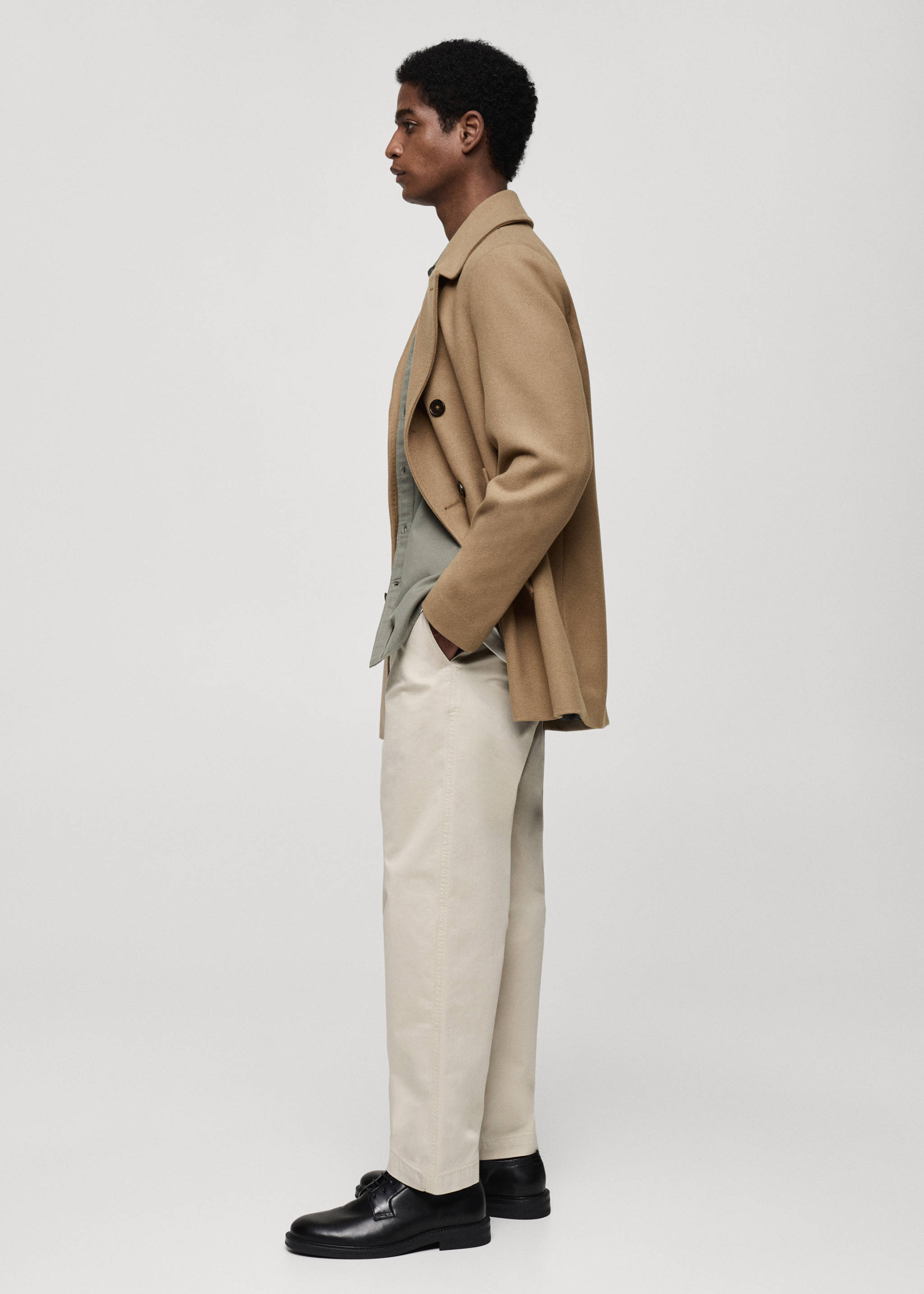 系扣羊毛双排扣大衣 - null