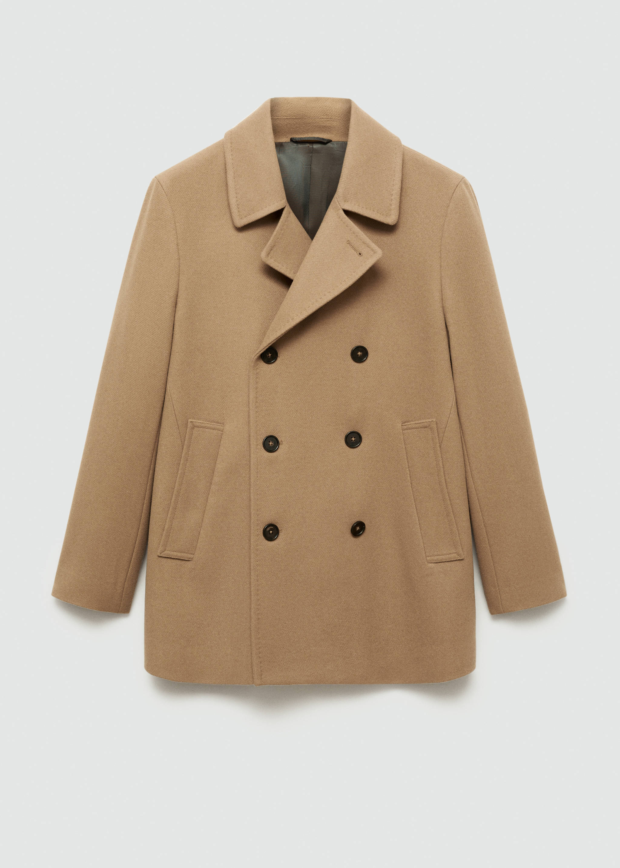 系扣羊毛双排扣大衣 - null