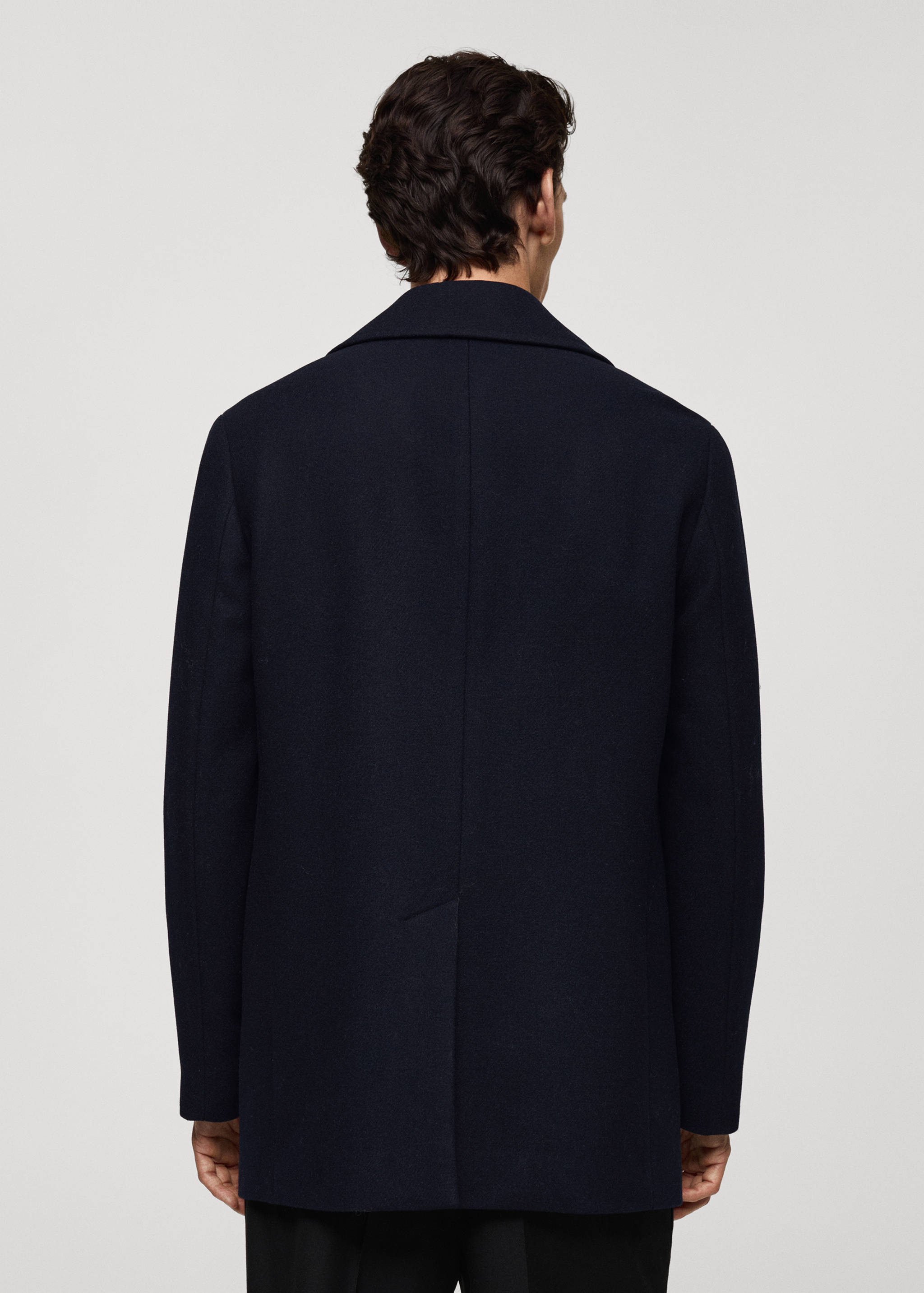 Wool double-breasted coat with buttons - Reverse of the article