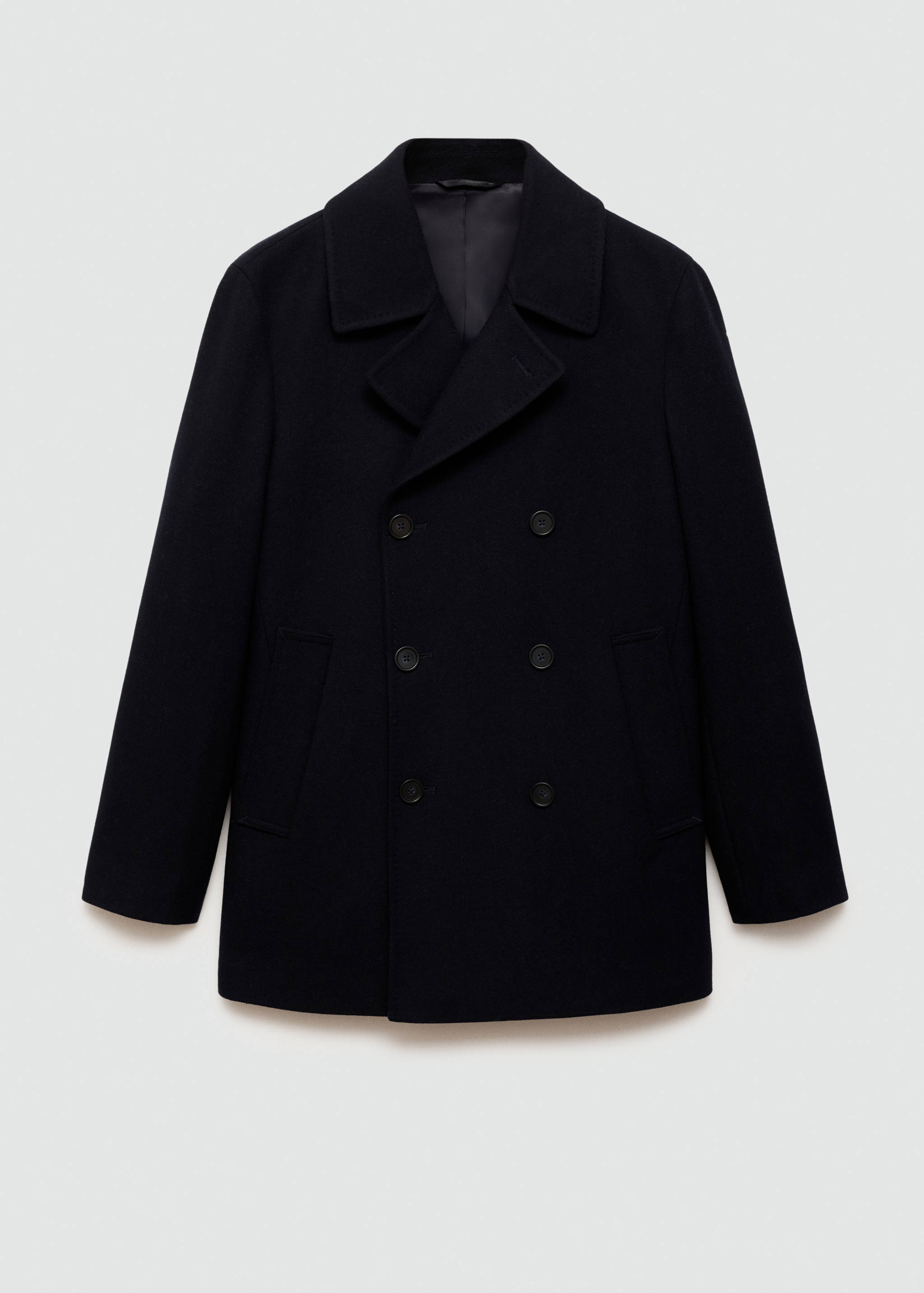 Wool double-breasted coat with buttons - Article without model