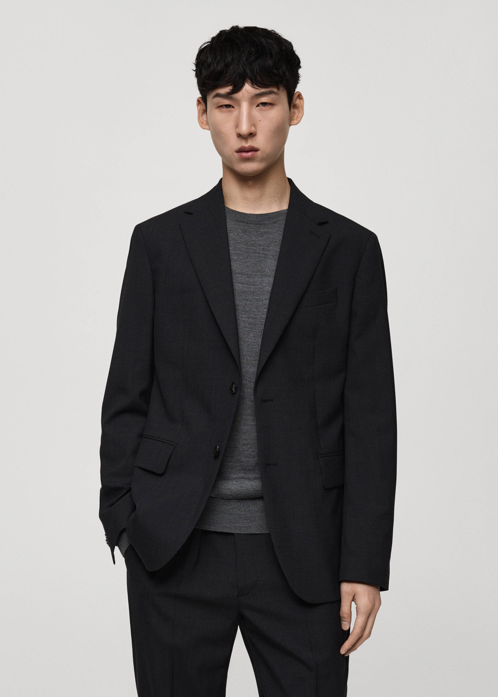 100% virgin wool slim-fit suit jacket - Medium plane