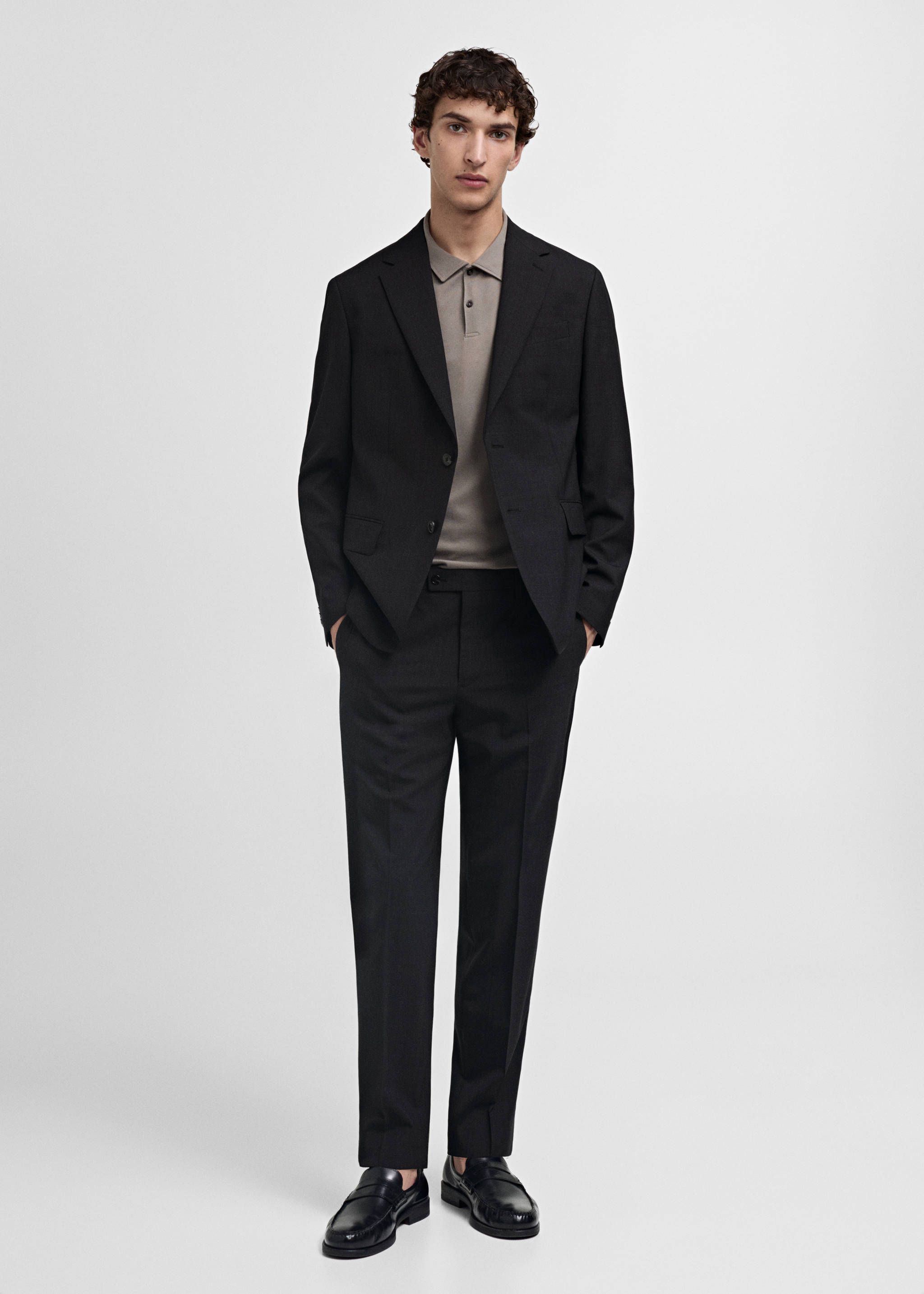 100% virgin wool slim-fit suit jacket - General plane