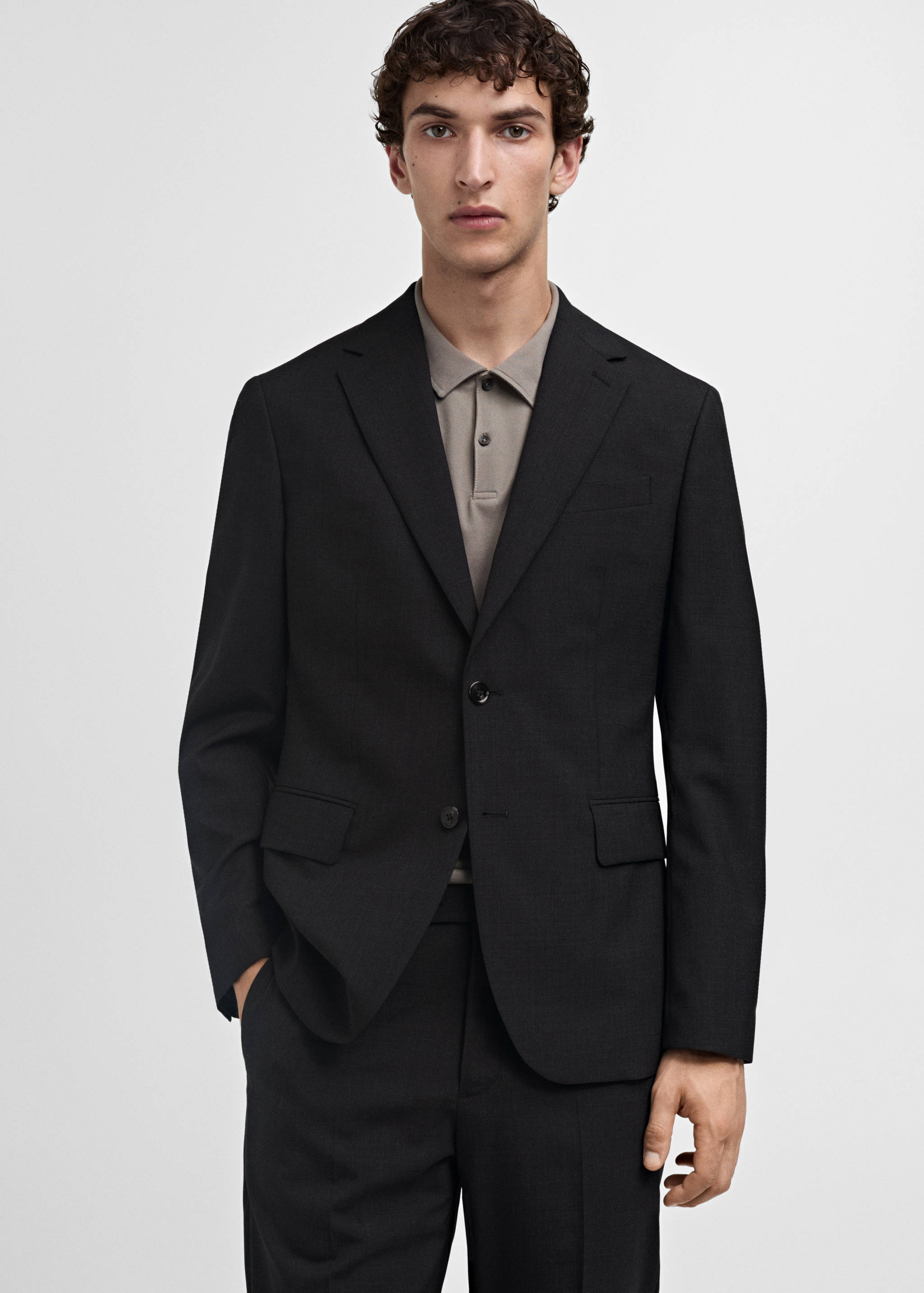 100% virgin wool slim-fit suit jacket - Medium plane