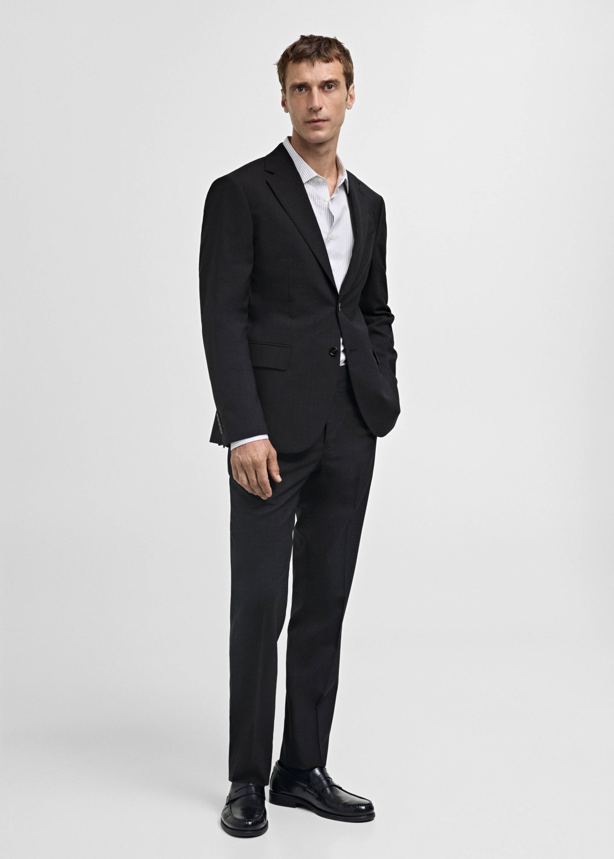 100% 纯羊毛修身西装外套 - null