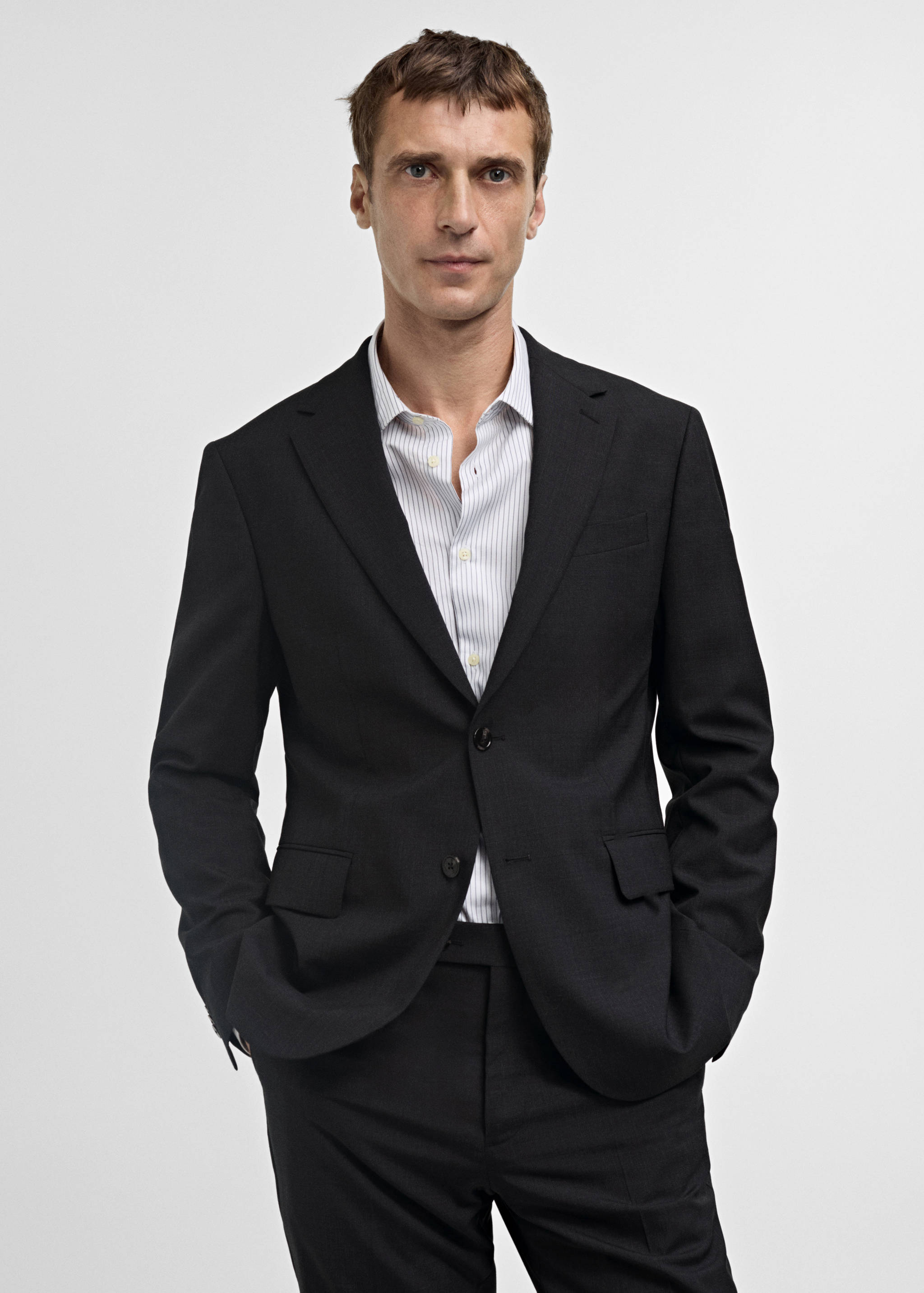 100% 纯羊毛修身西装外套 - null