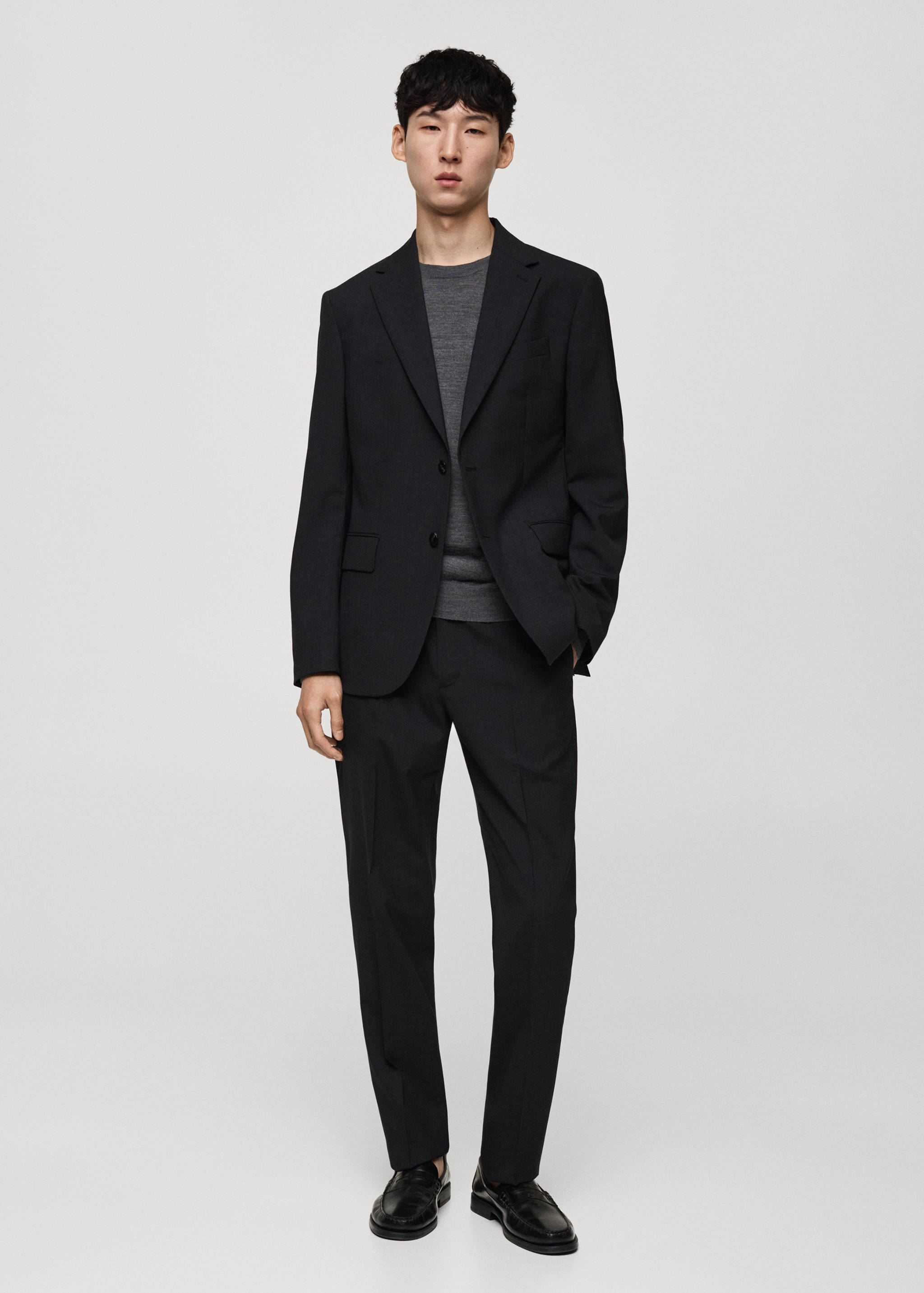 100% virgin wool slim-fit suit trousers - General plane