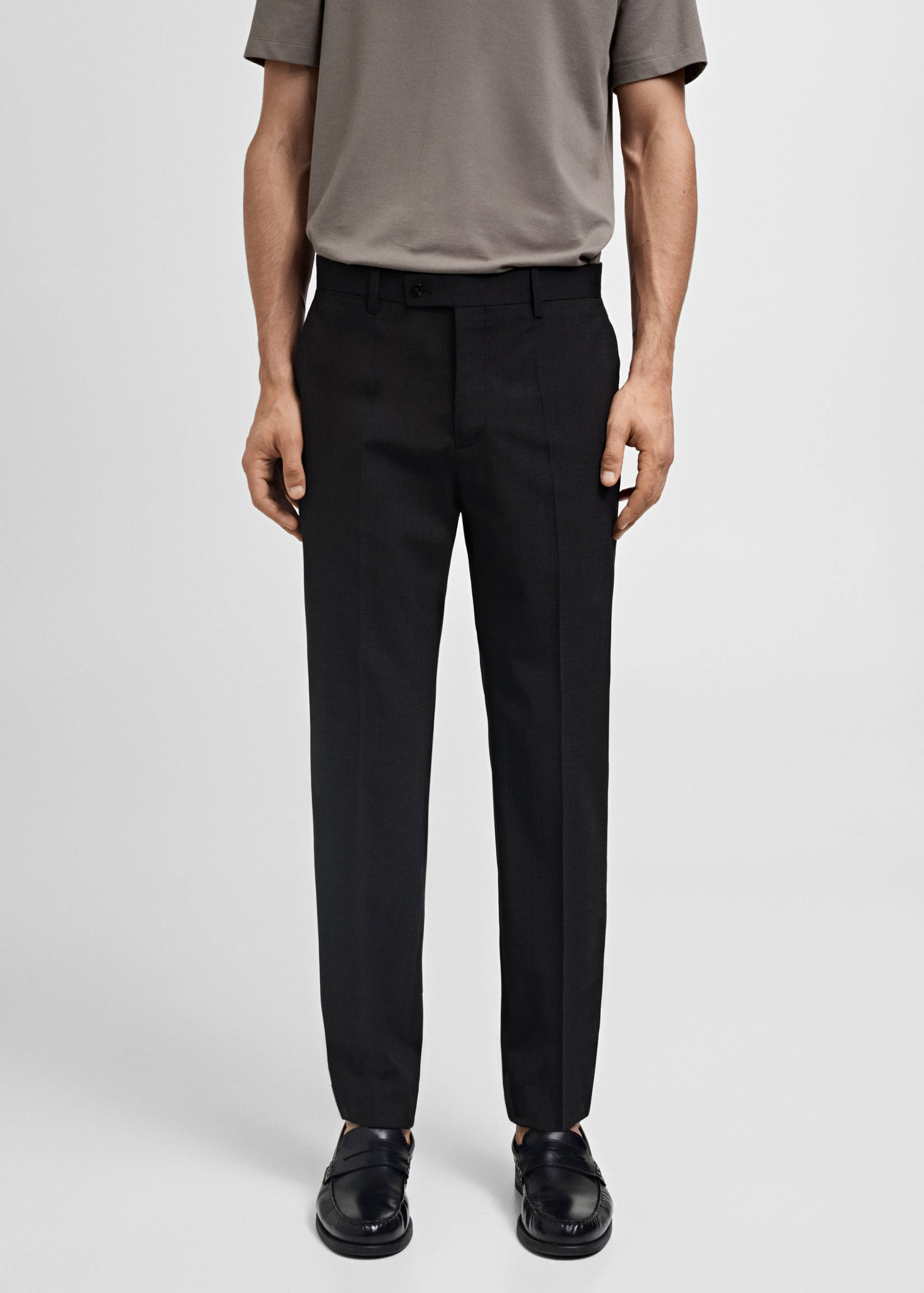 100% 纯羊毛修身西装裤 - null