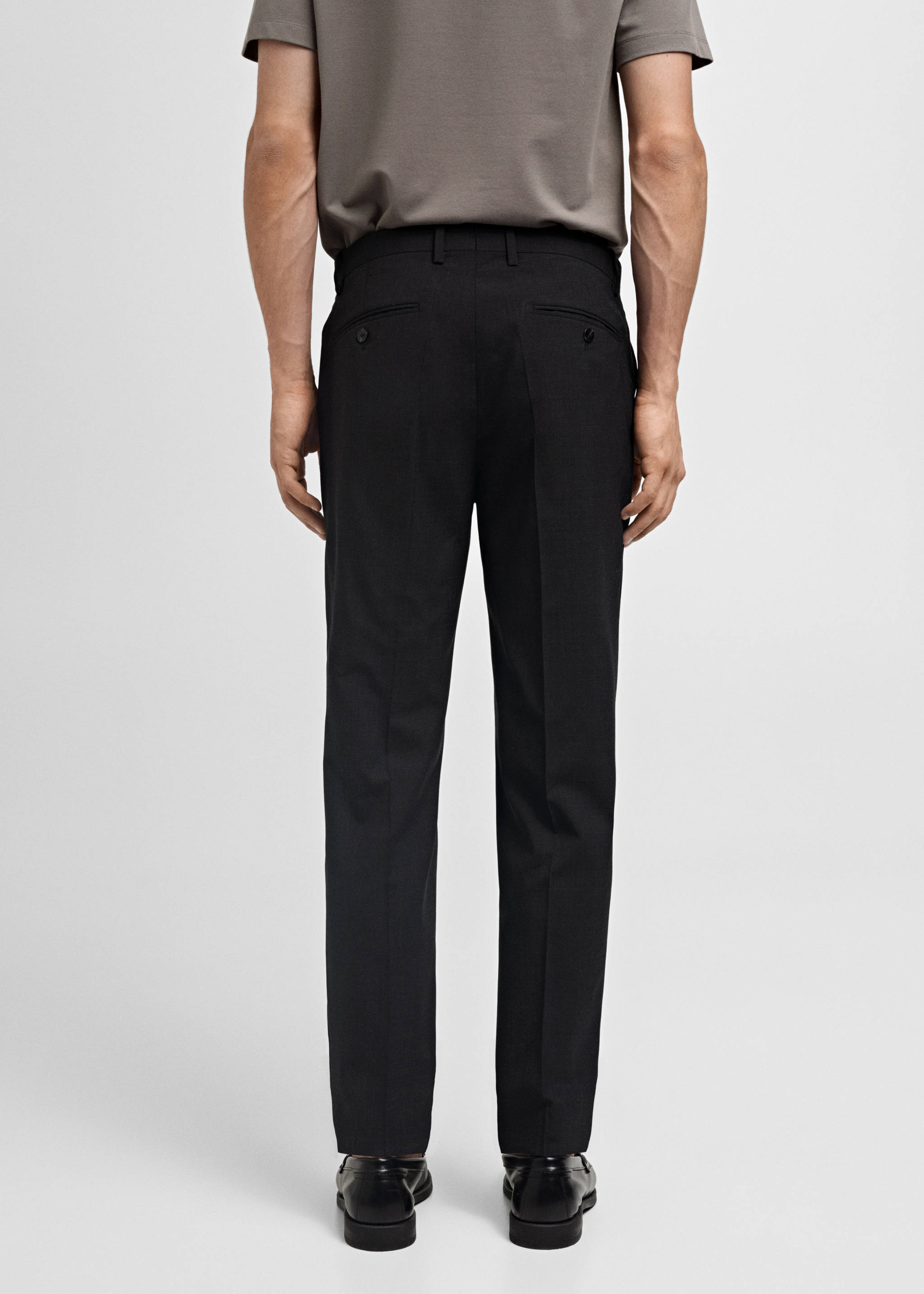 100% 纯羊毛修身西装裤 - null