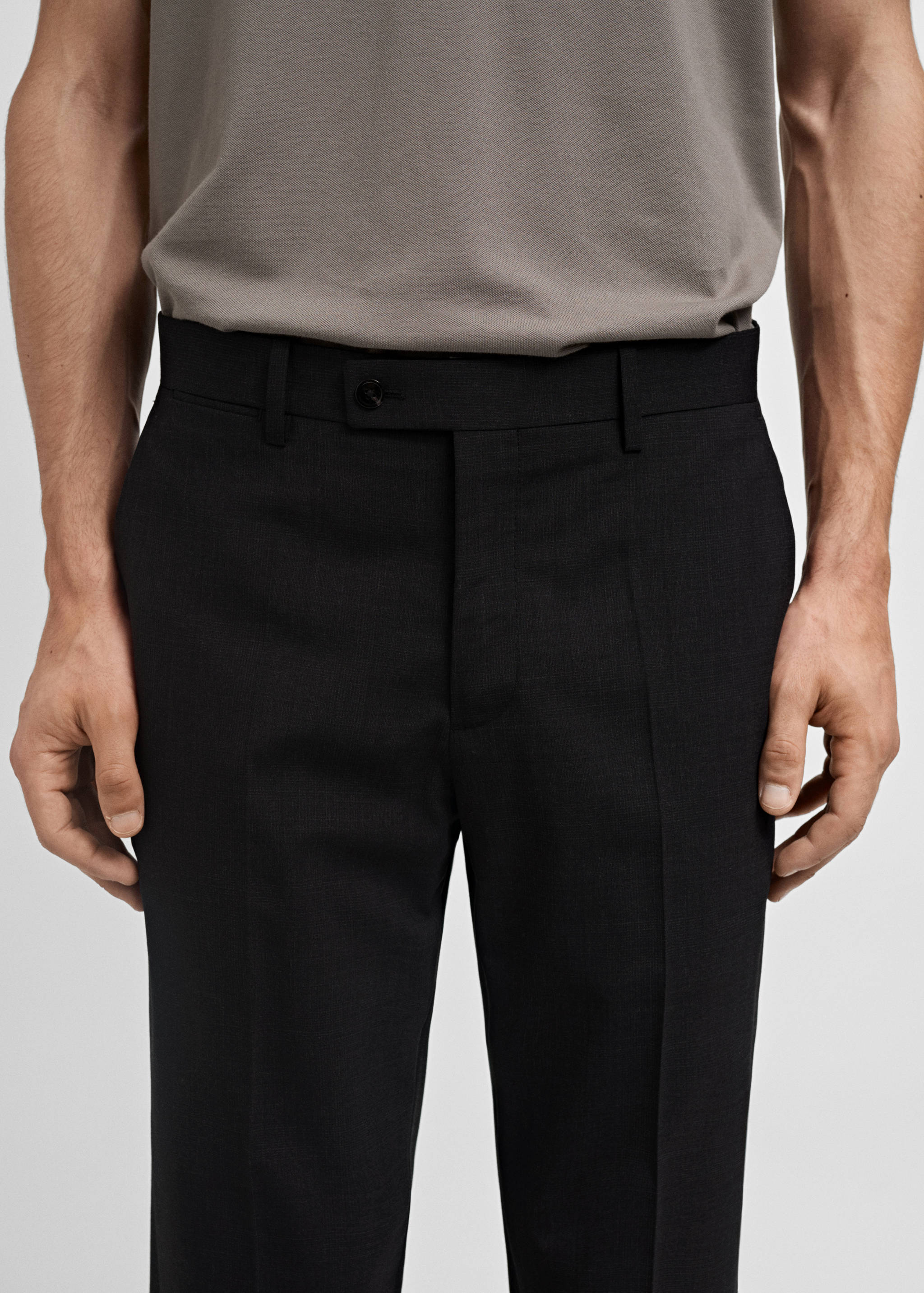 100% 纯羊毛修身西装裤 - null