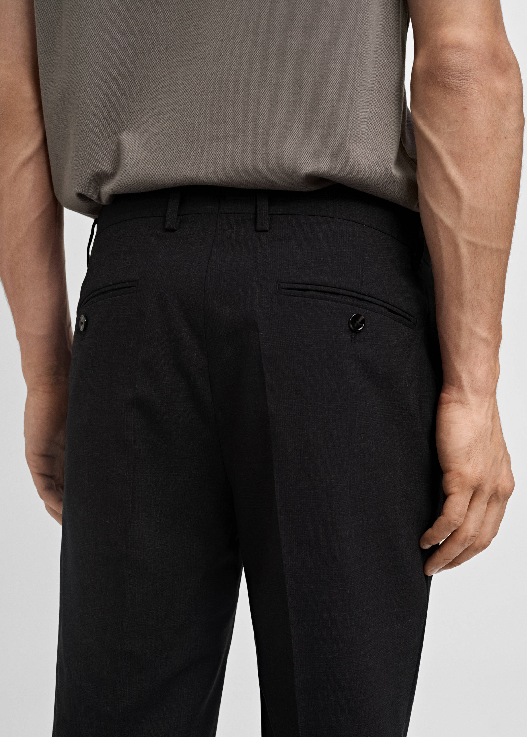 100% 纯羊毛修身西装裤 - null