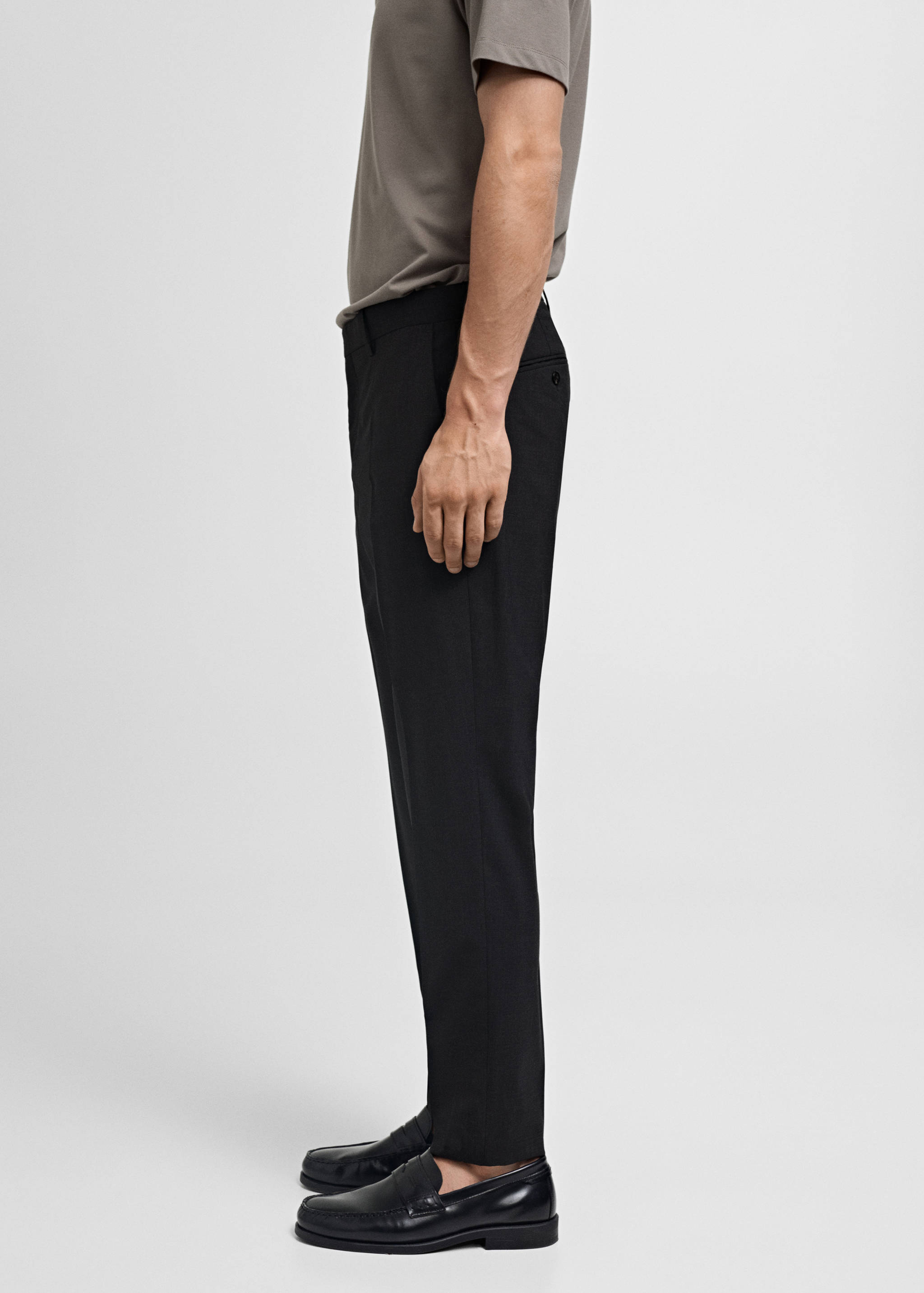 100% 纯羊毛修身西装裤 - null