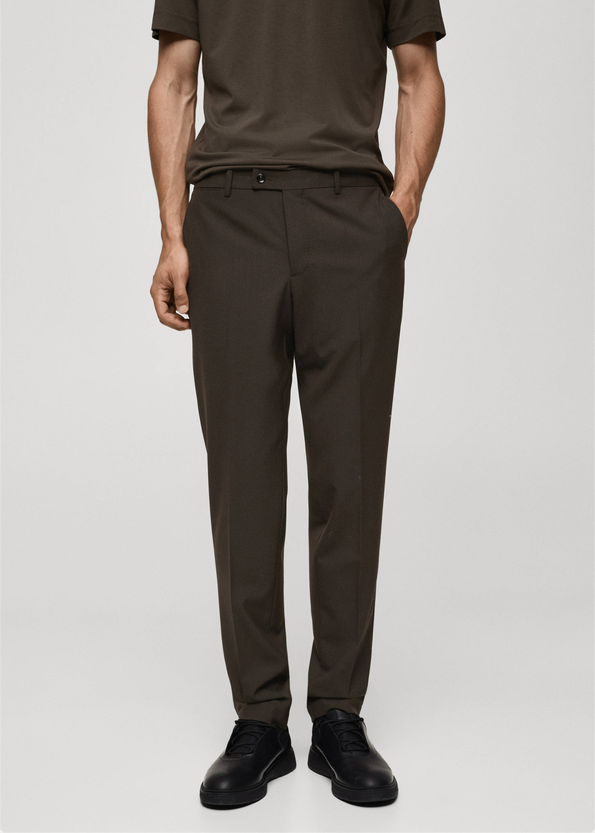 Crease-resistant wool suit pants - Medium plane