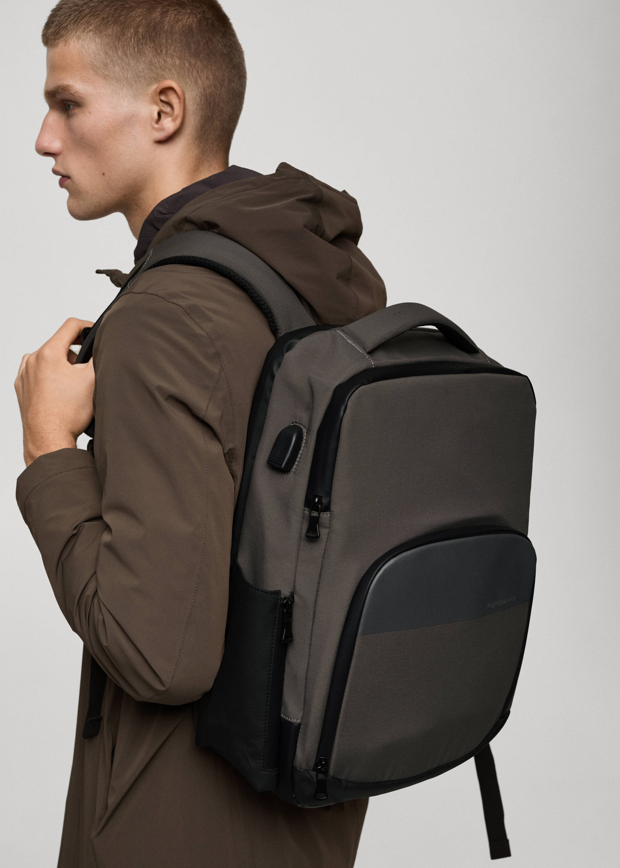 防水USB接口双肩包 - null