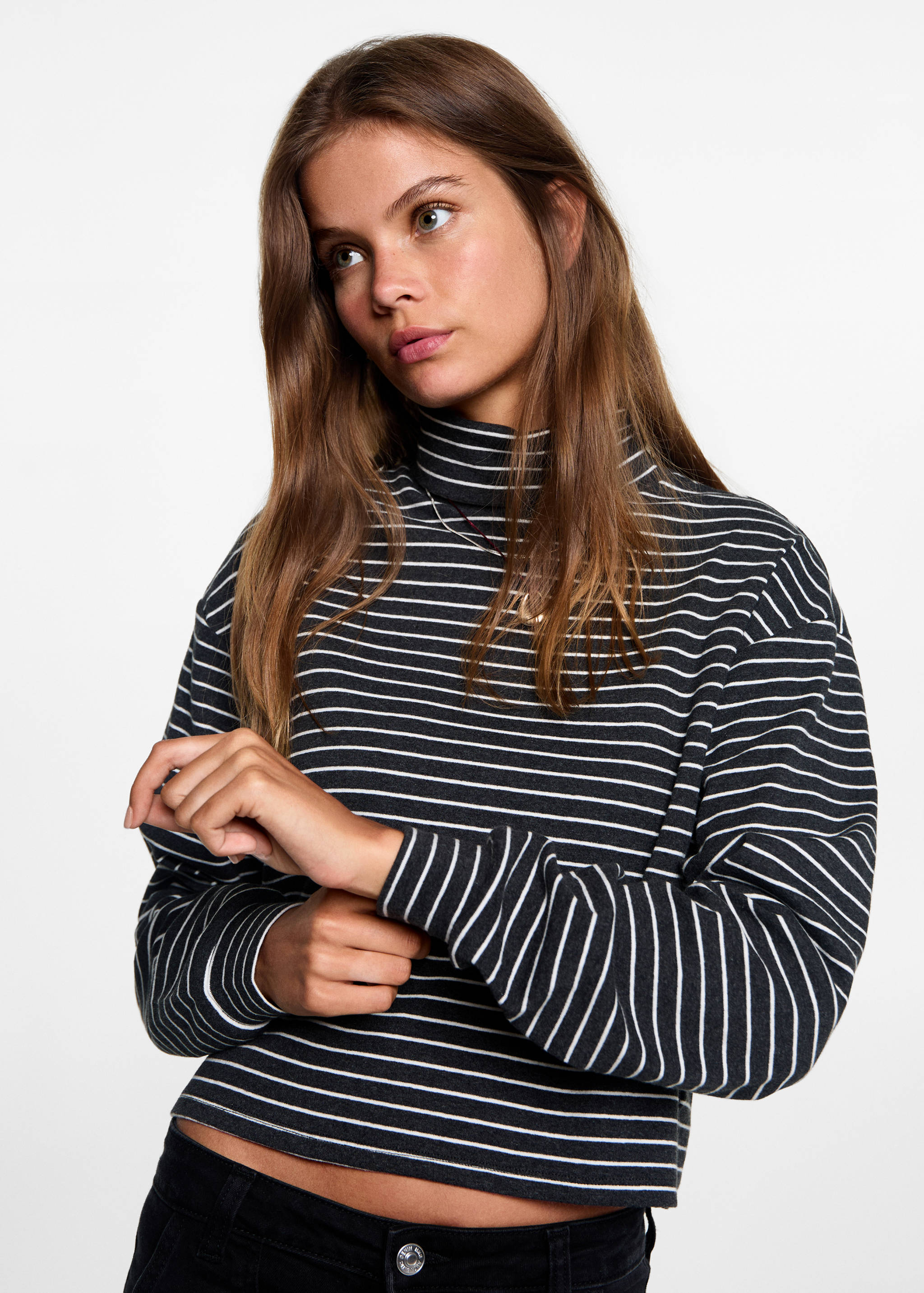 Gestreept T-shirt met col - Middenvlak