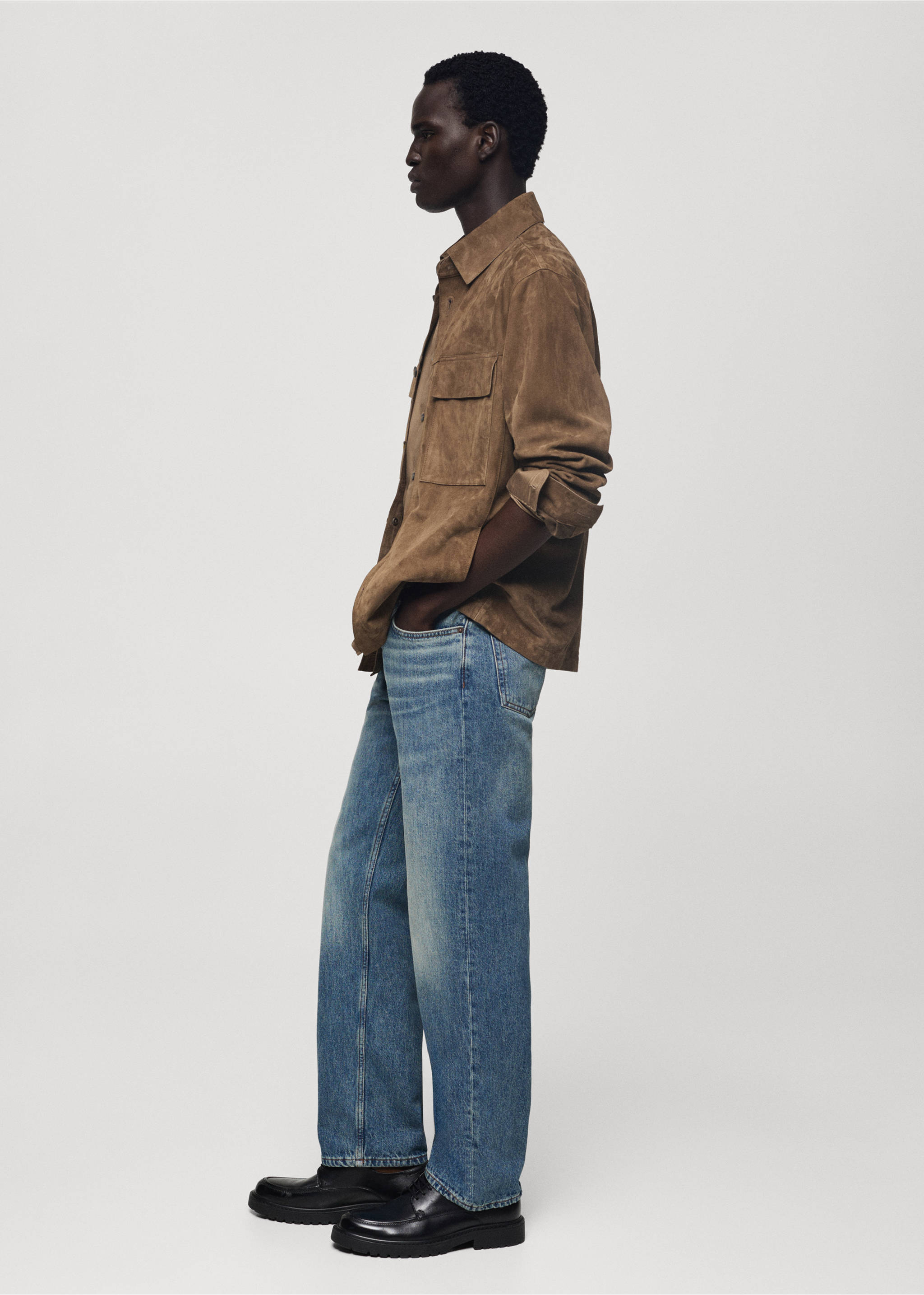 Jeans straight fit efecto desgastado - Detalle del artículo 2, Azul medio vintage. Ref: 77036003-00.