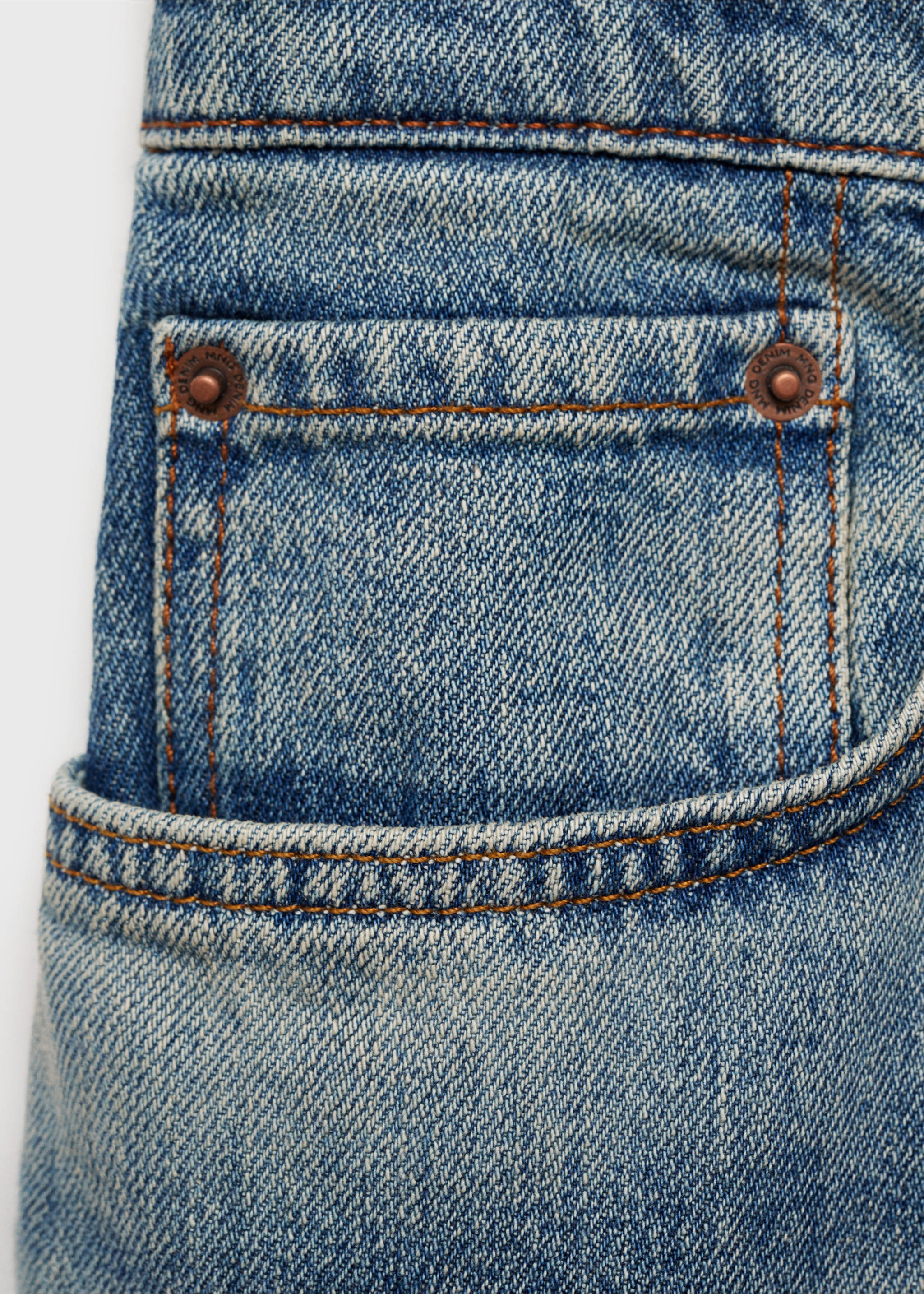 Jeans straight fit efecto desgastado - Detalle del artículo 8, Azul medio vintage. Ref: 77036003-00.