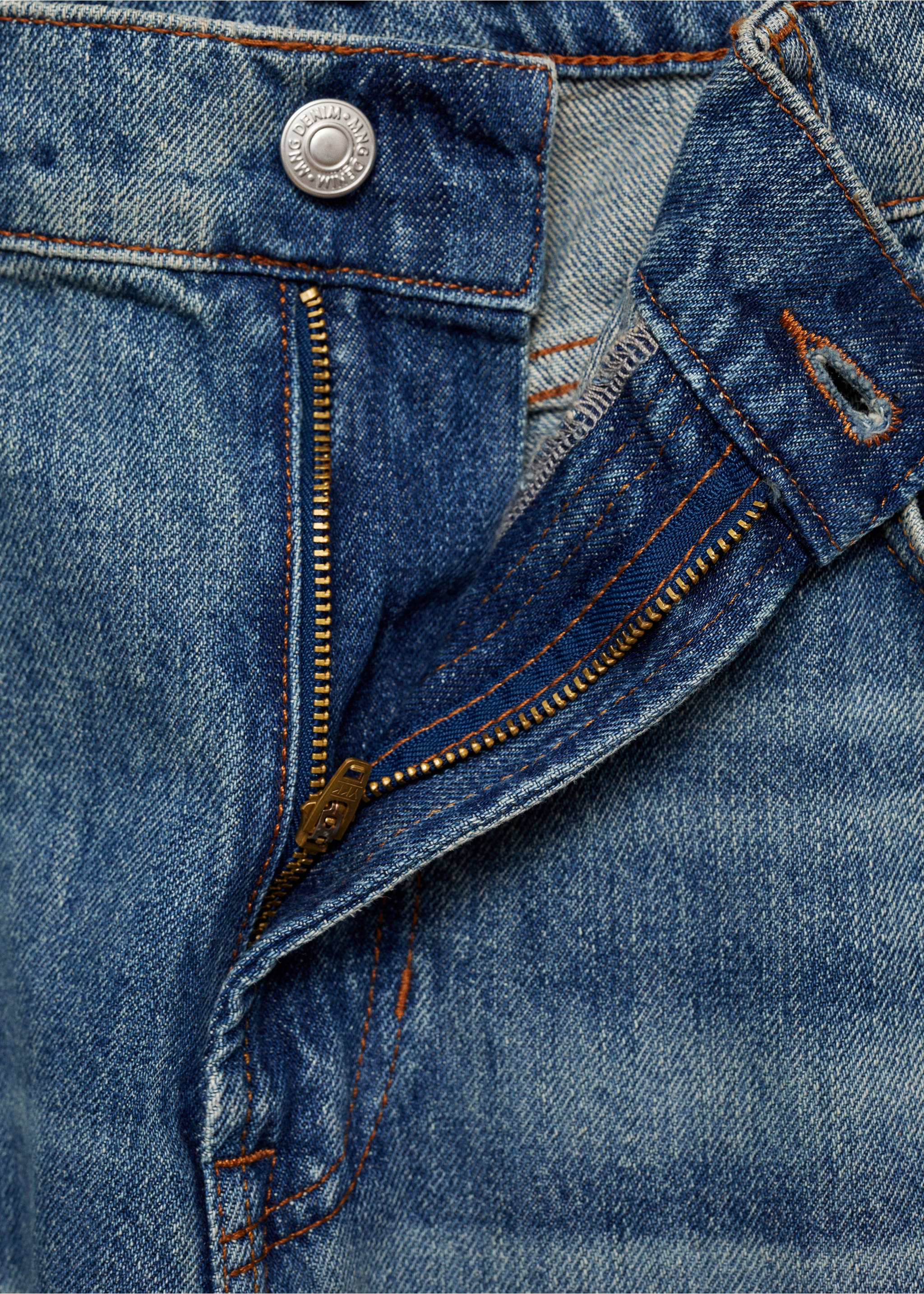 Jeans straight fit efecto desgastado - Detalle del artículo 0, Azul medio vintage. Ref: 77036003-00.