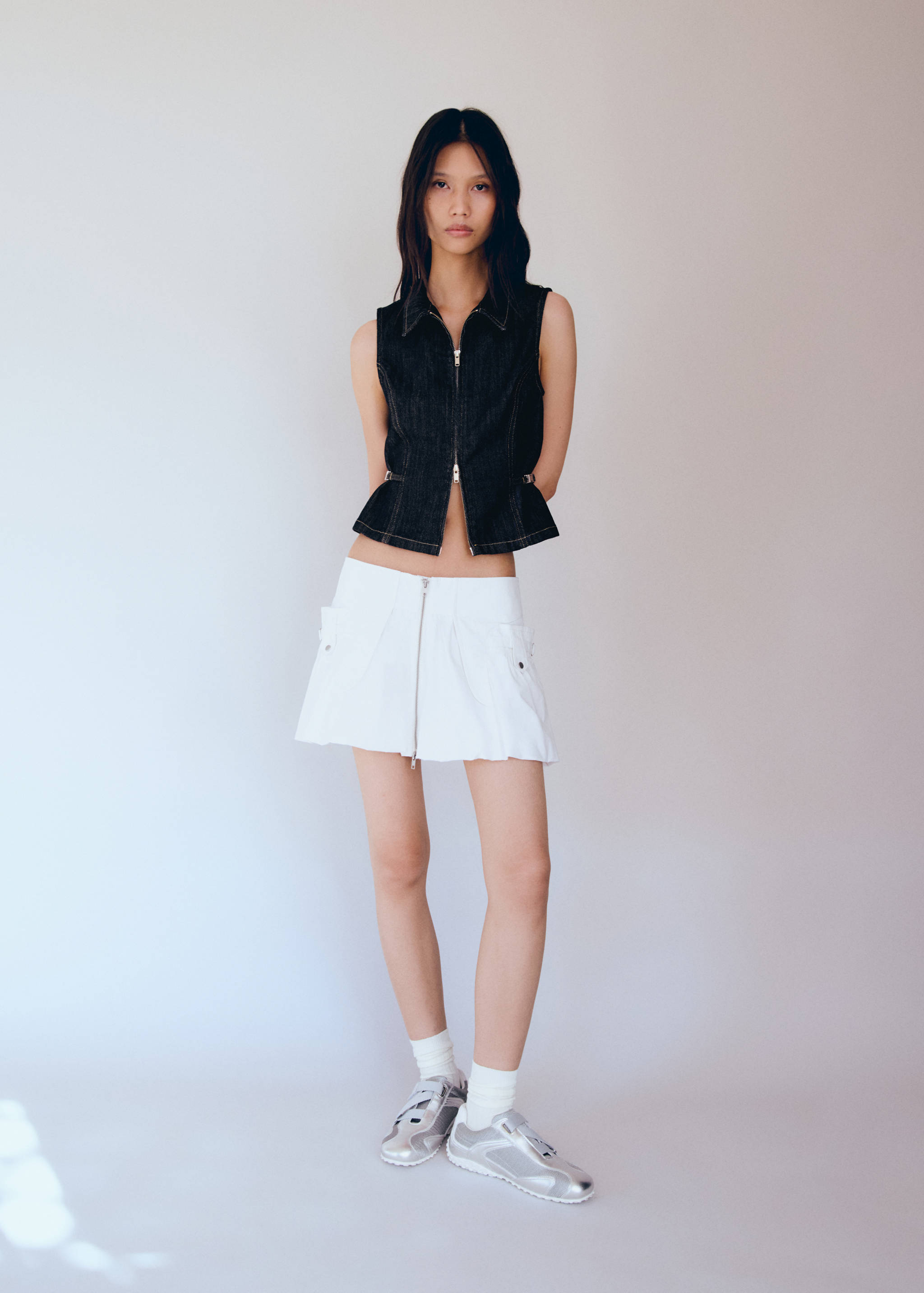 Denim top with metallic detail - General plane