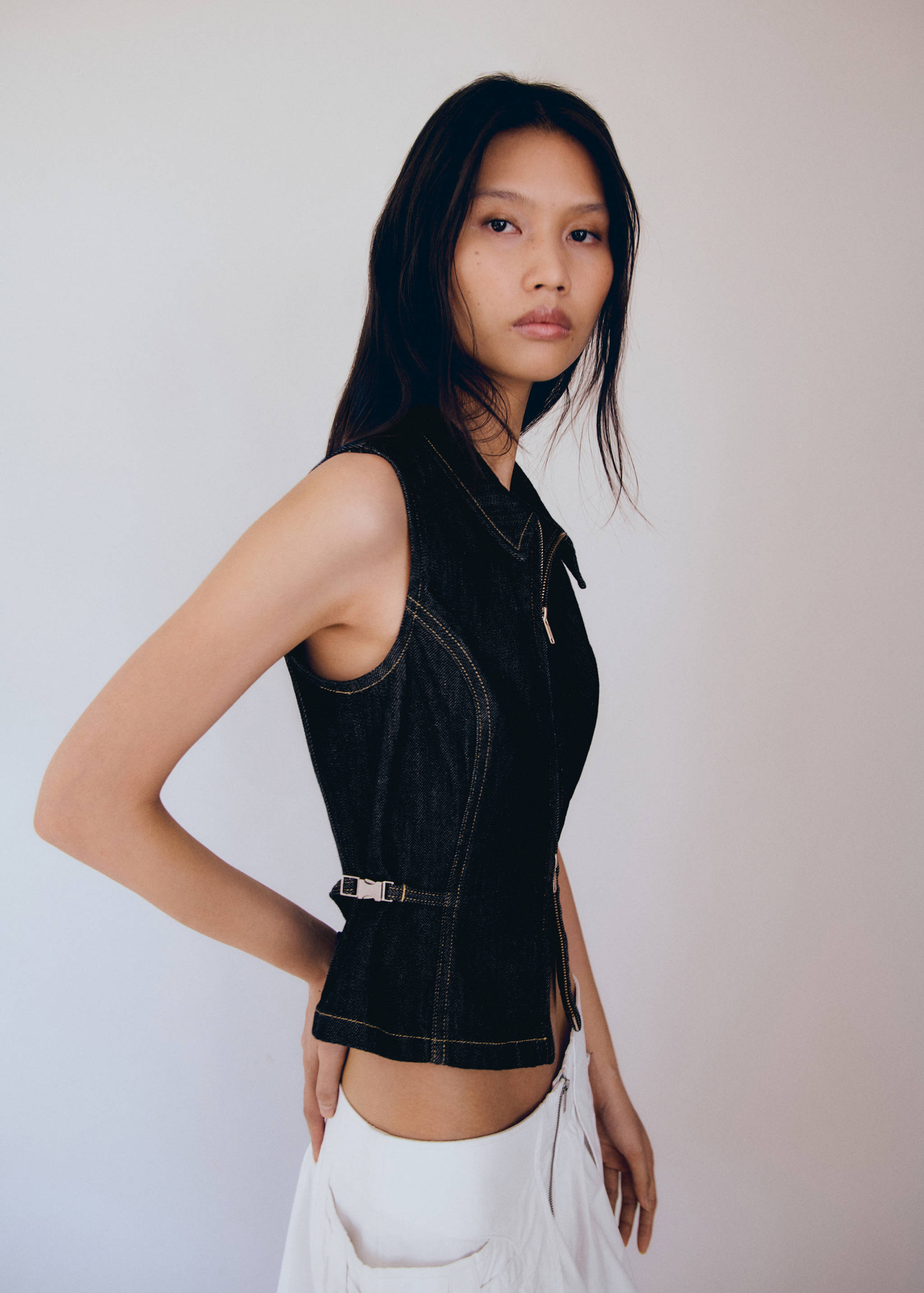 Denim top with metallic detail - Medium plane